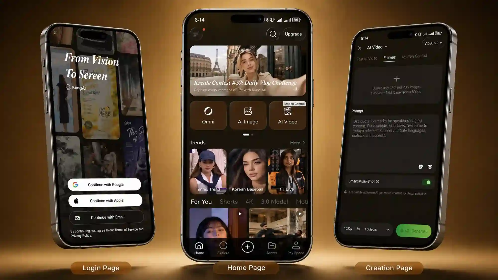 kling Mobile Homescreen