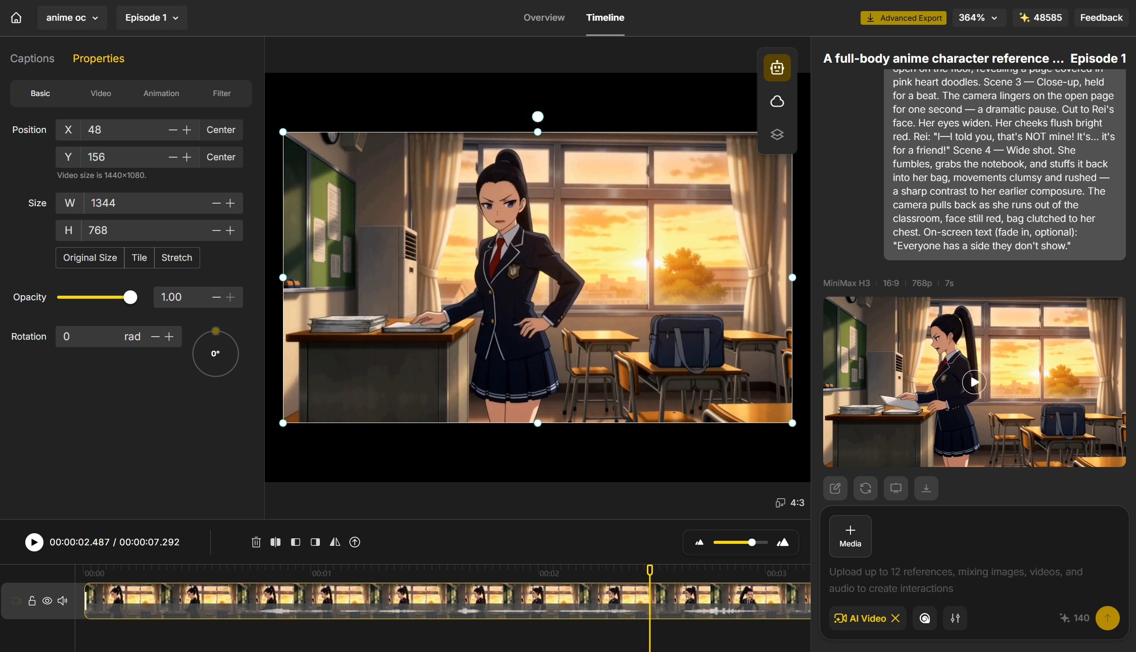 OC Character in a Finished Video Scene