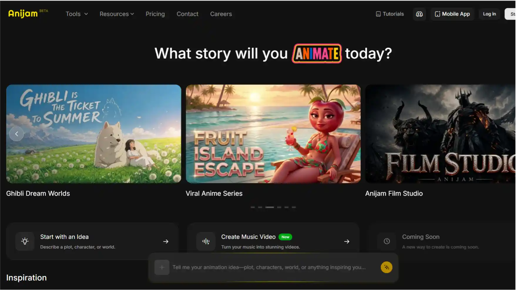 Anijam AI Homepage