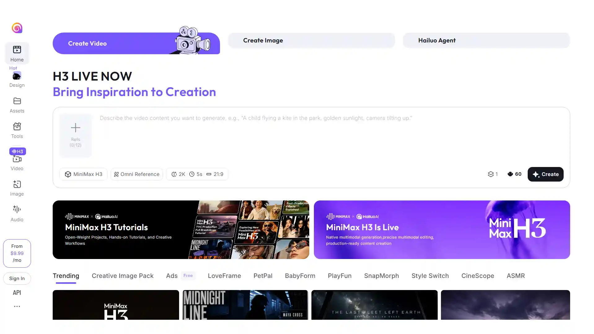 Hailuo AI Homepage