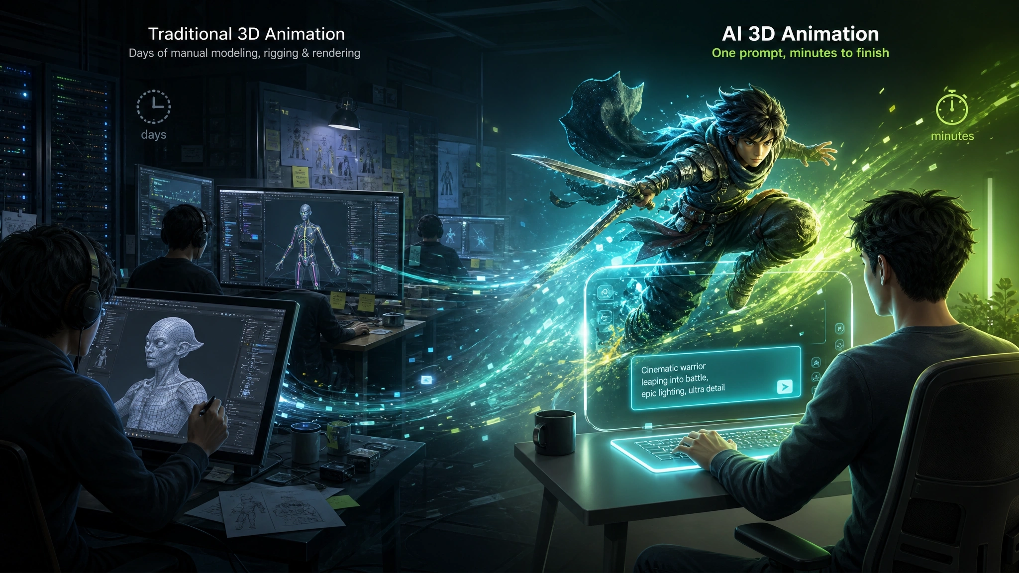 Traditional 3D Animation vs AI 3D Animation