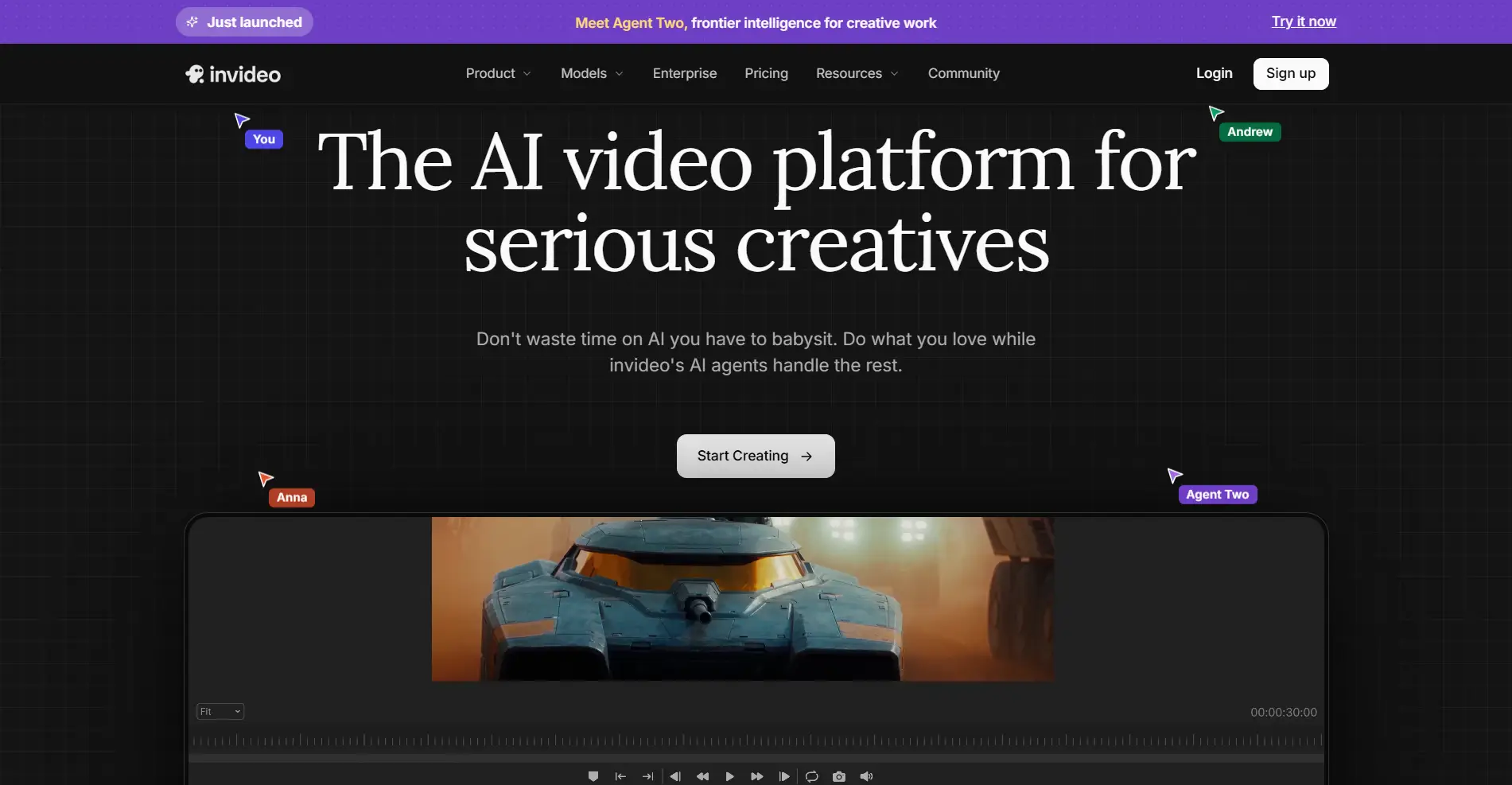 Invideo AI Homepage