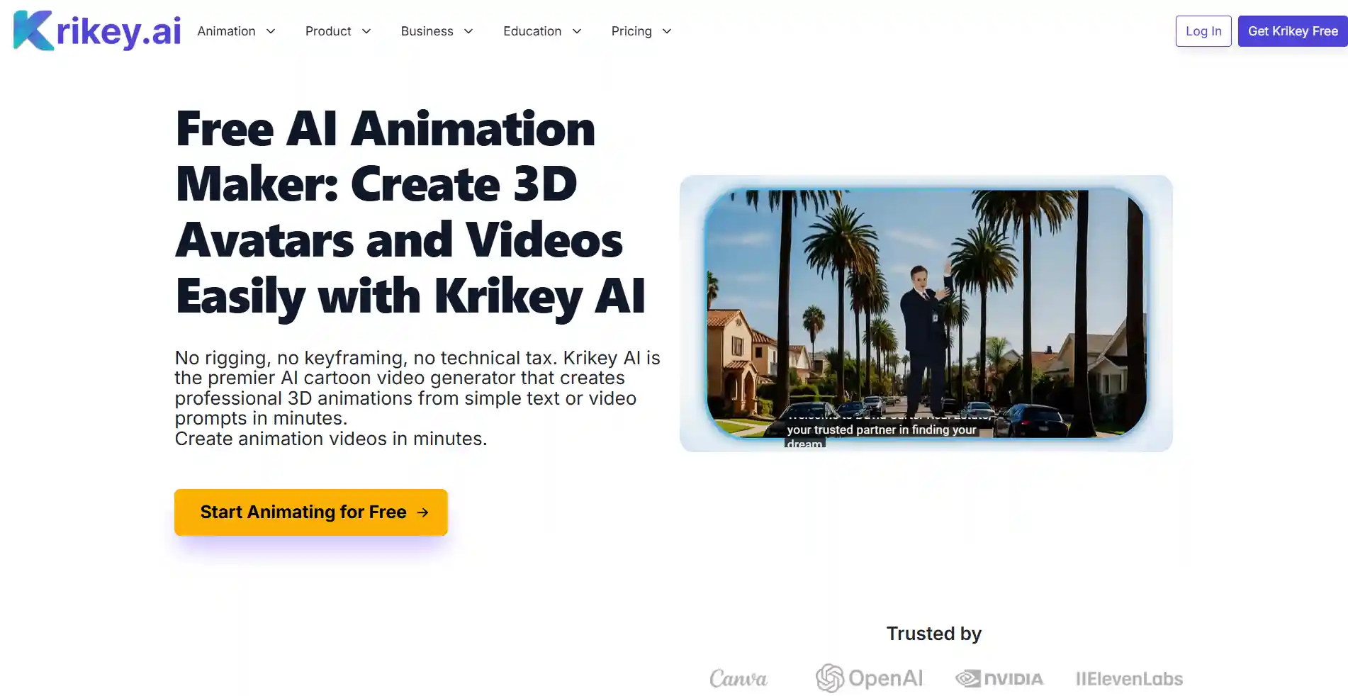 Krikey AI Homepage