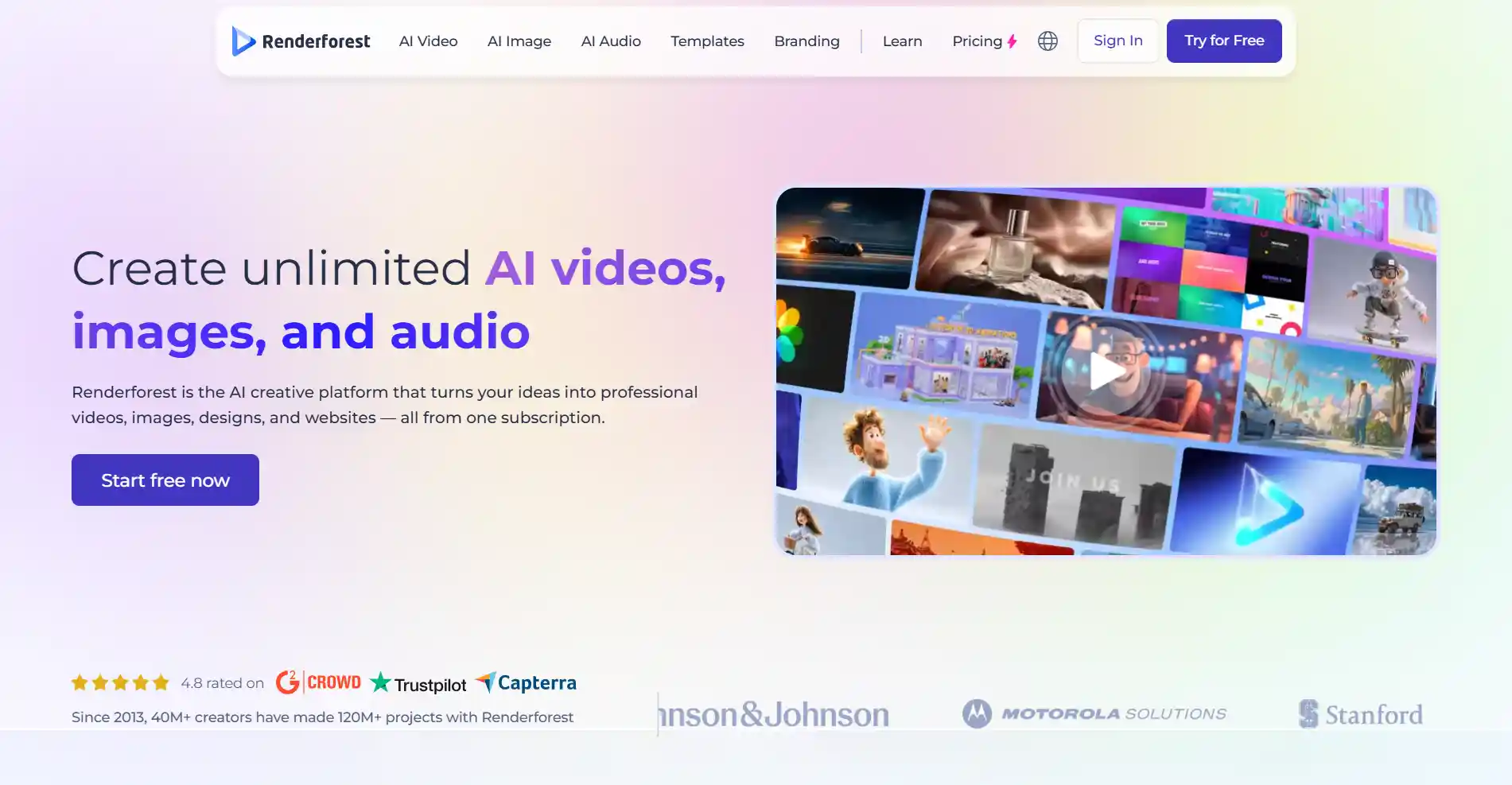 Renderforest Homepage