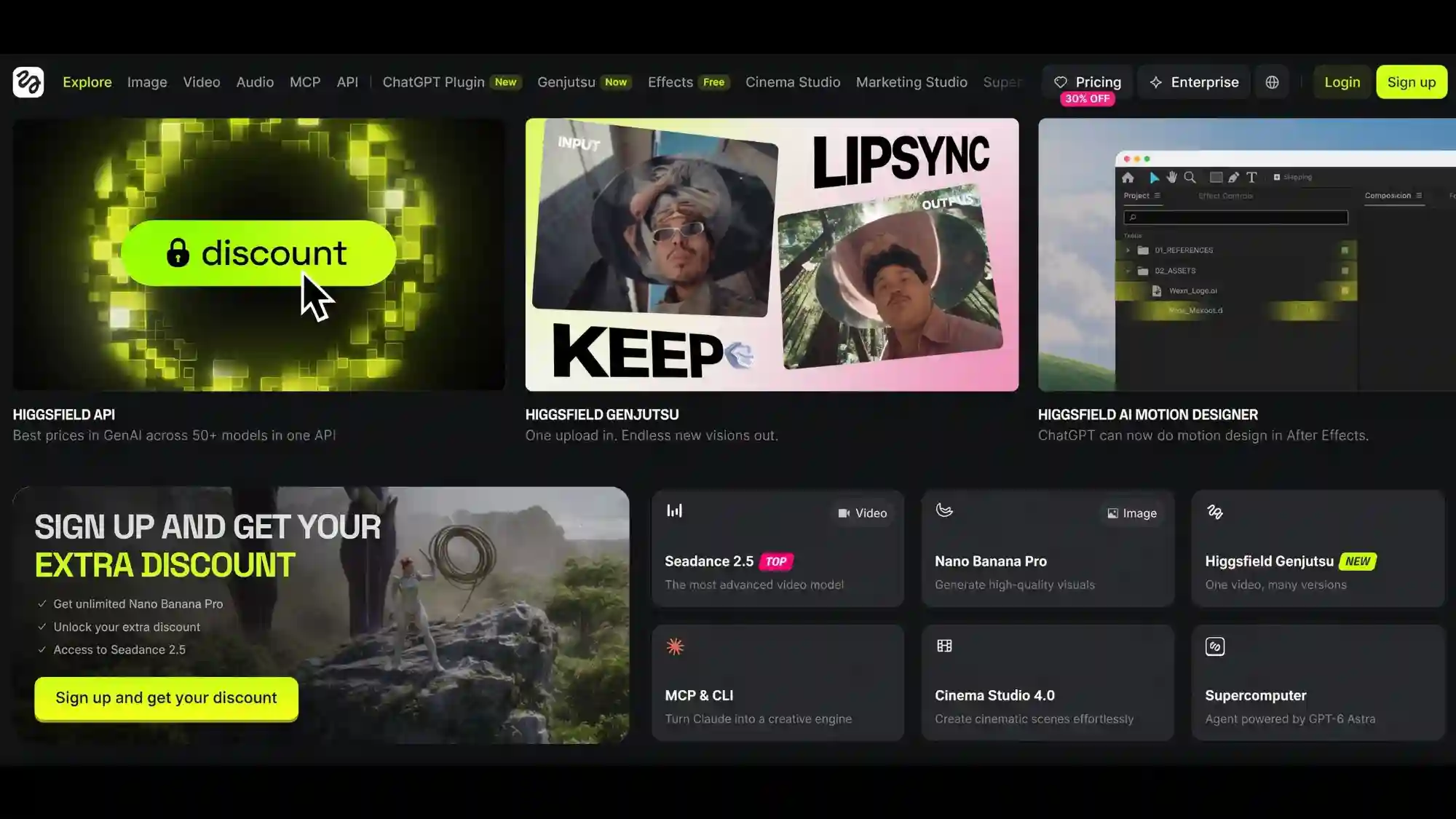 Higgsfield AI Homepage