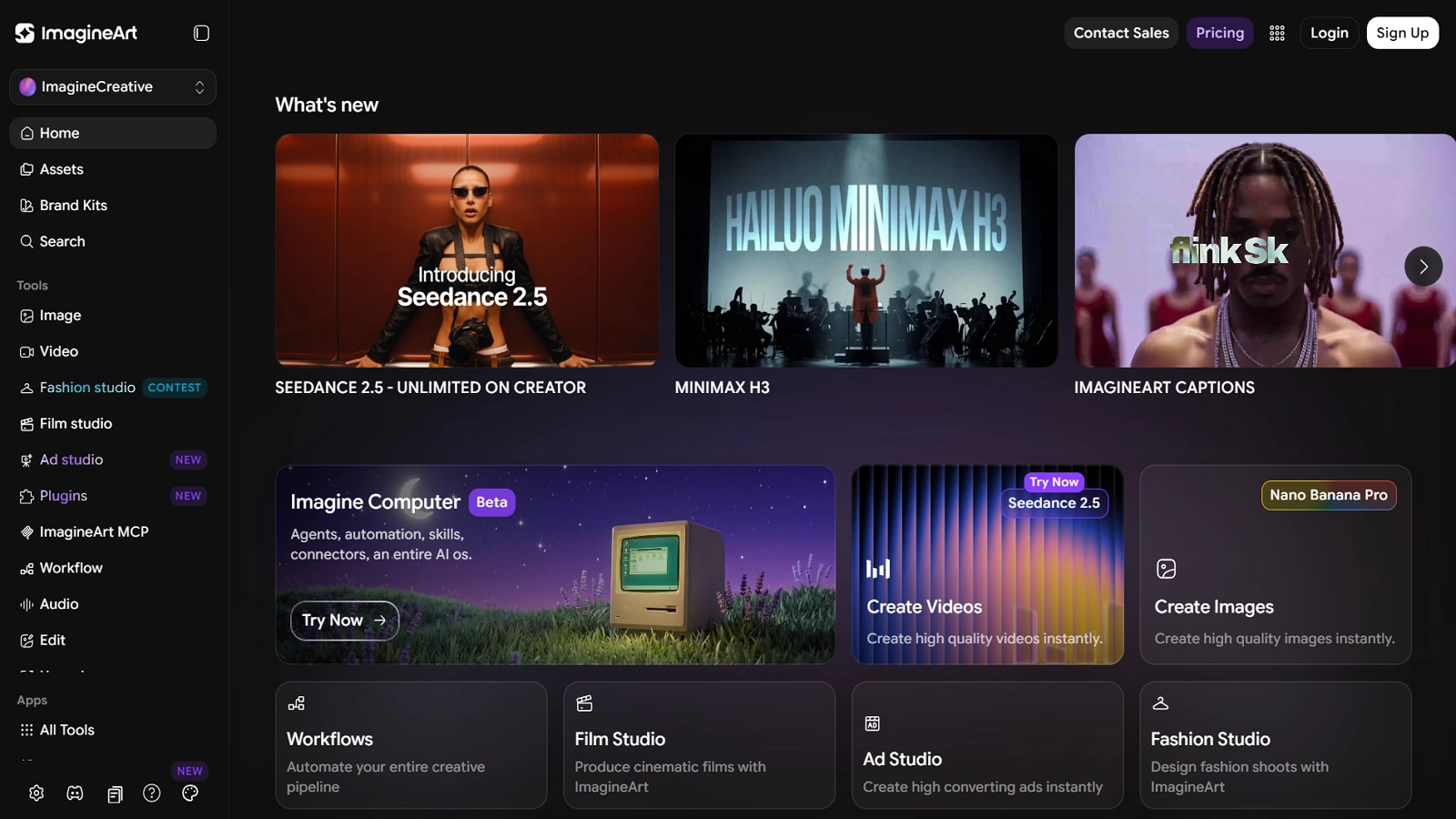 ImagineArt AI Homepage