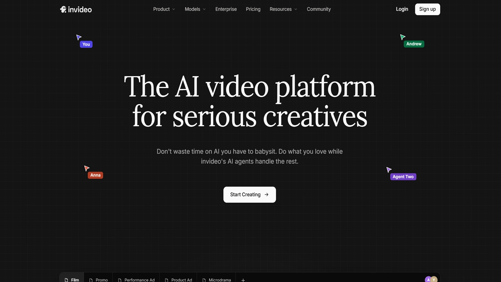 InVideo AI Homepage