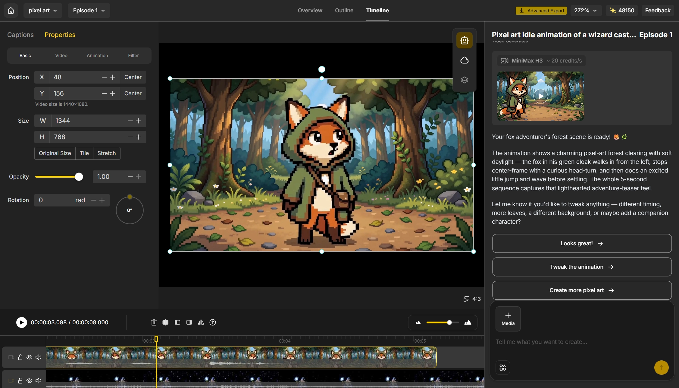 Edit, sync, and export your pixel art video