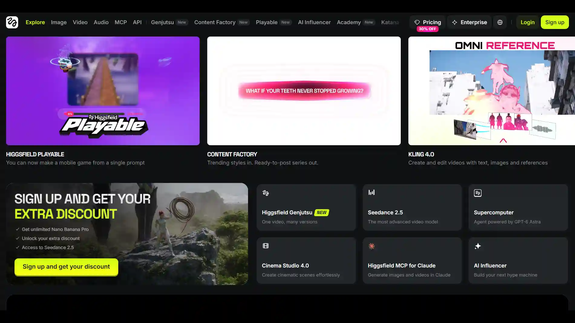 Higgsfield AI Homepage