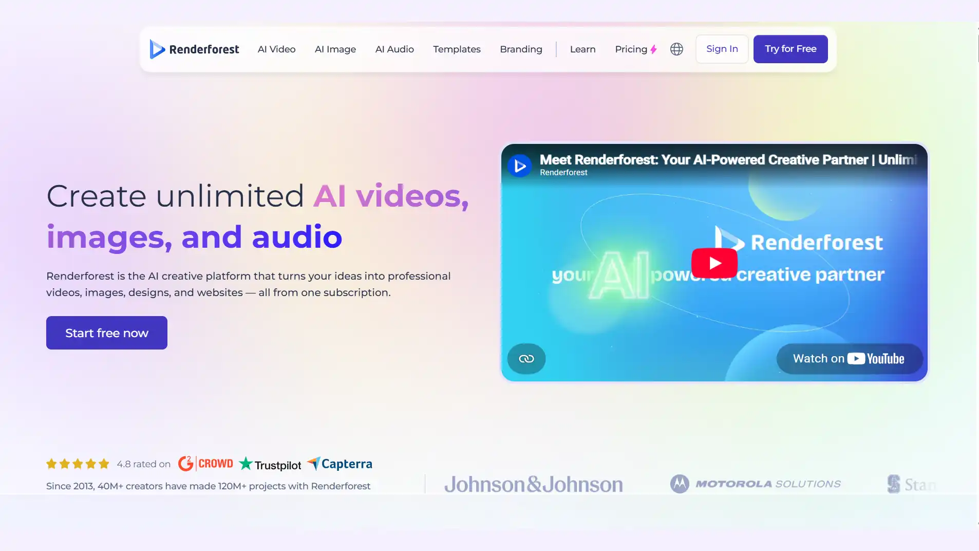 Renderforest Homepage