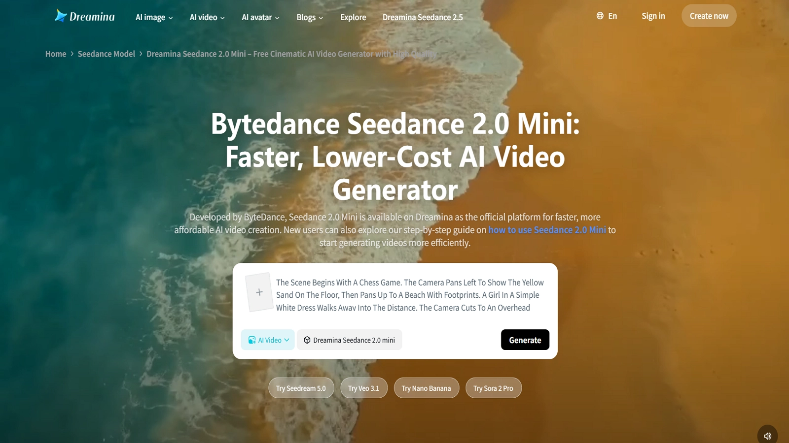 Seedance 2.0 Mini Homepage