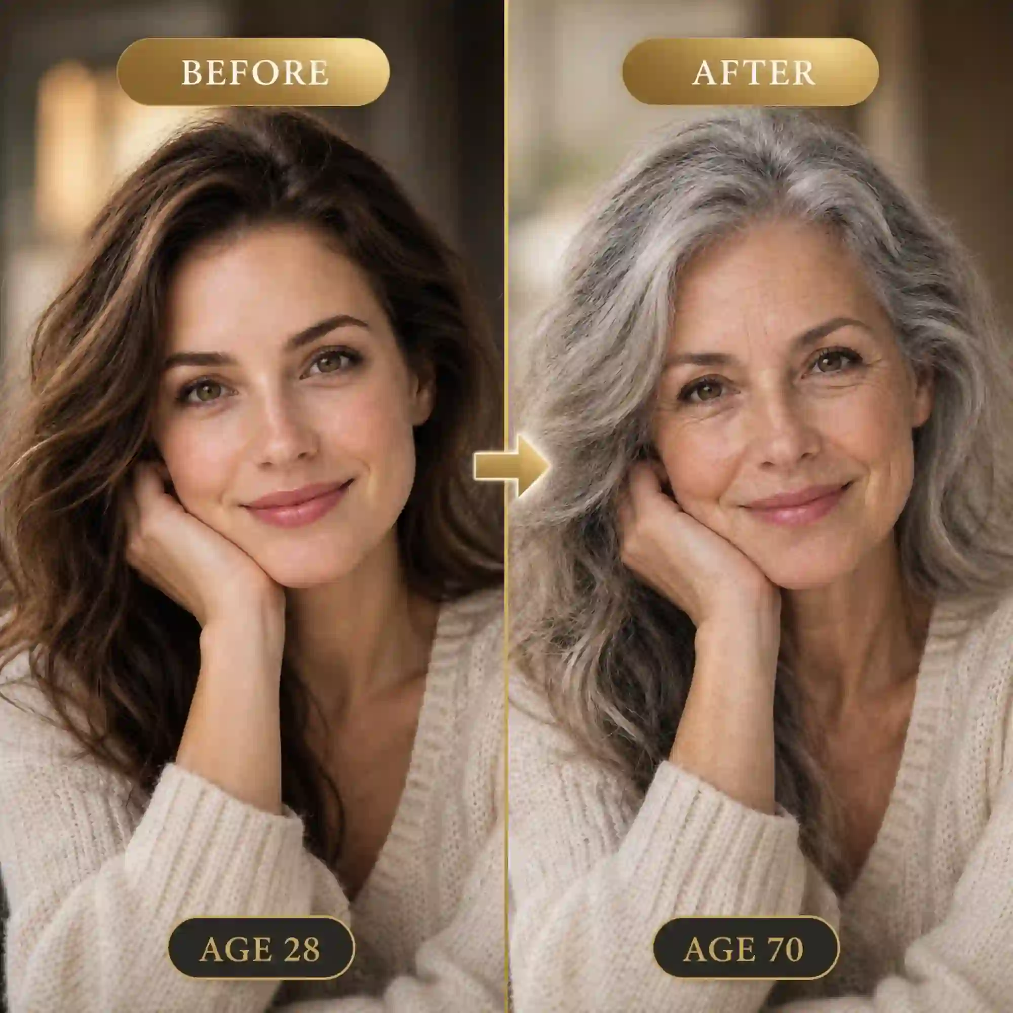 AI age filter with before and after comparison