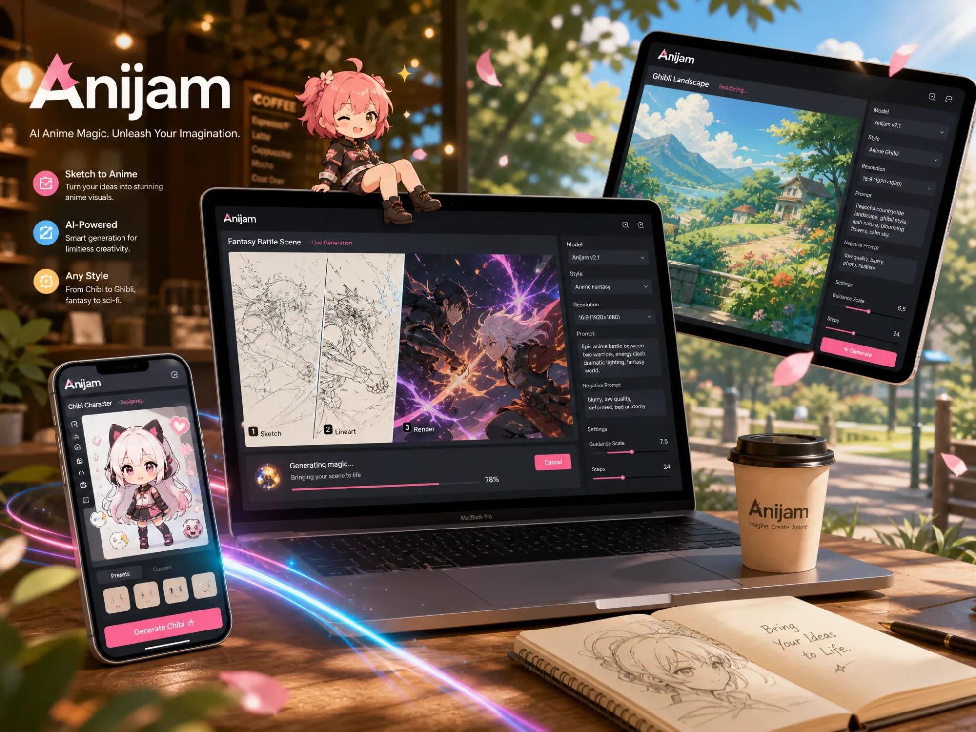 Anijam AI Anime Generator - Any Device, Anywhere