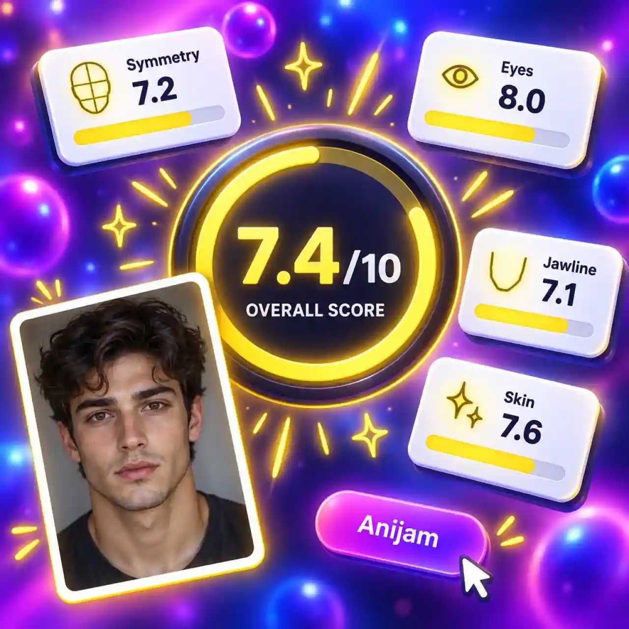 AI face attractiveness test score out of 10