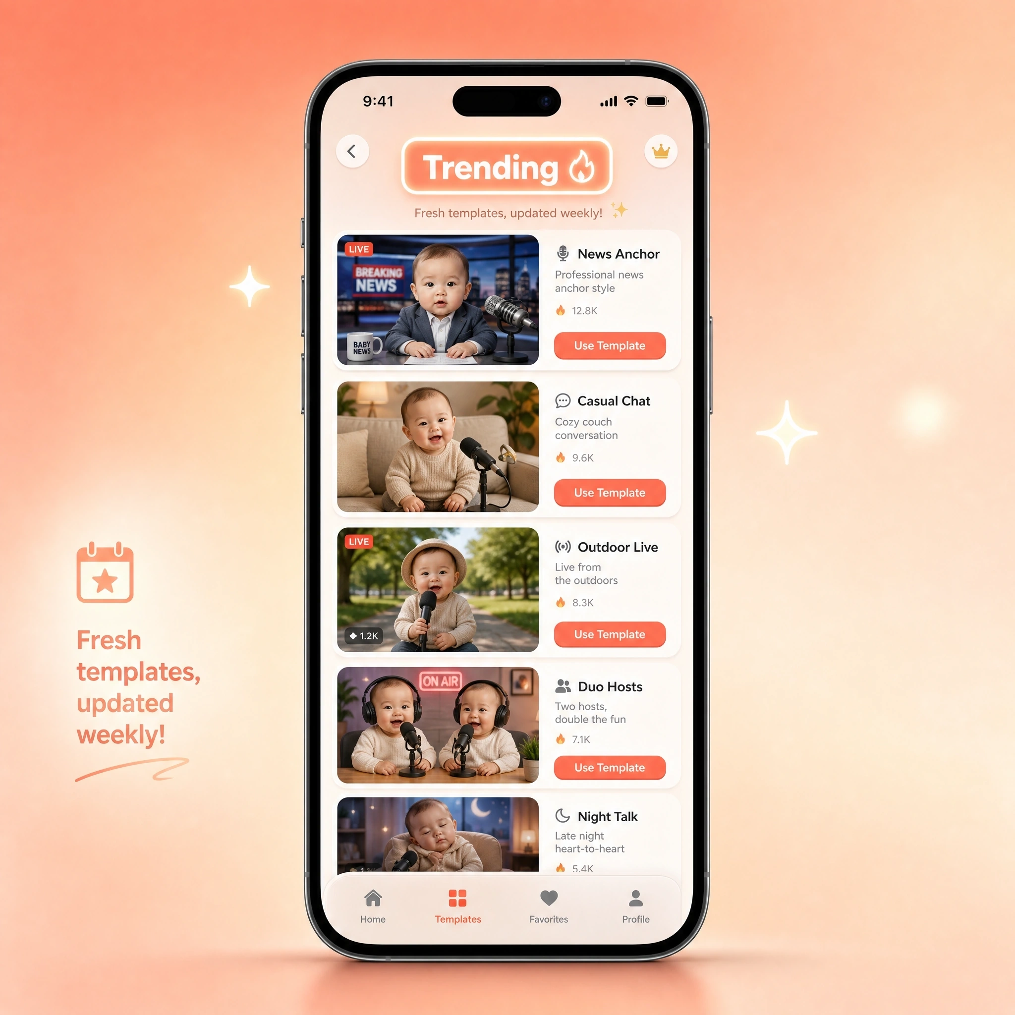Trending baby podcast templates in the Anijam app