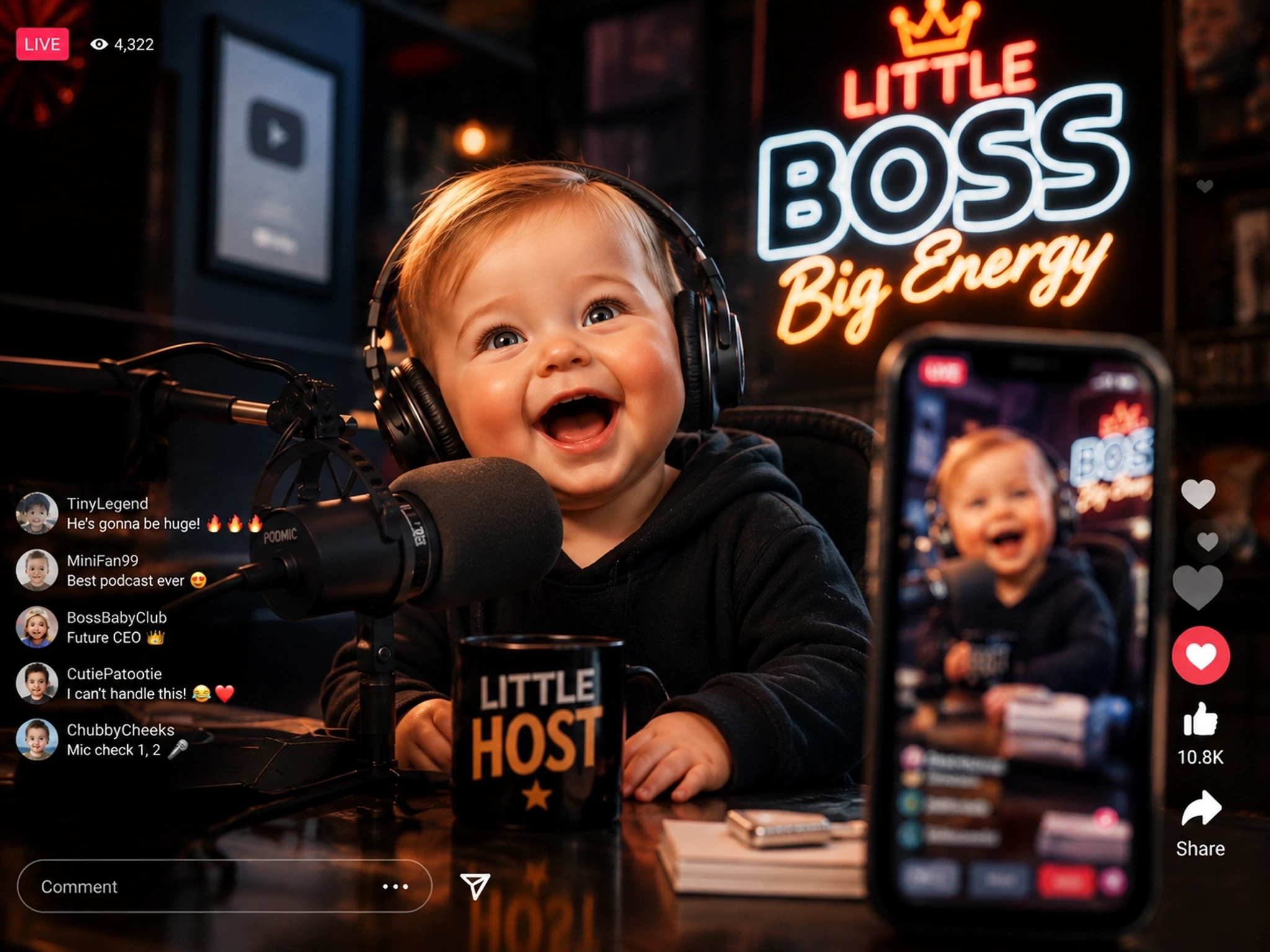 Create Viral AI Baby Podcast for Social Media