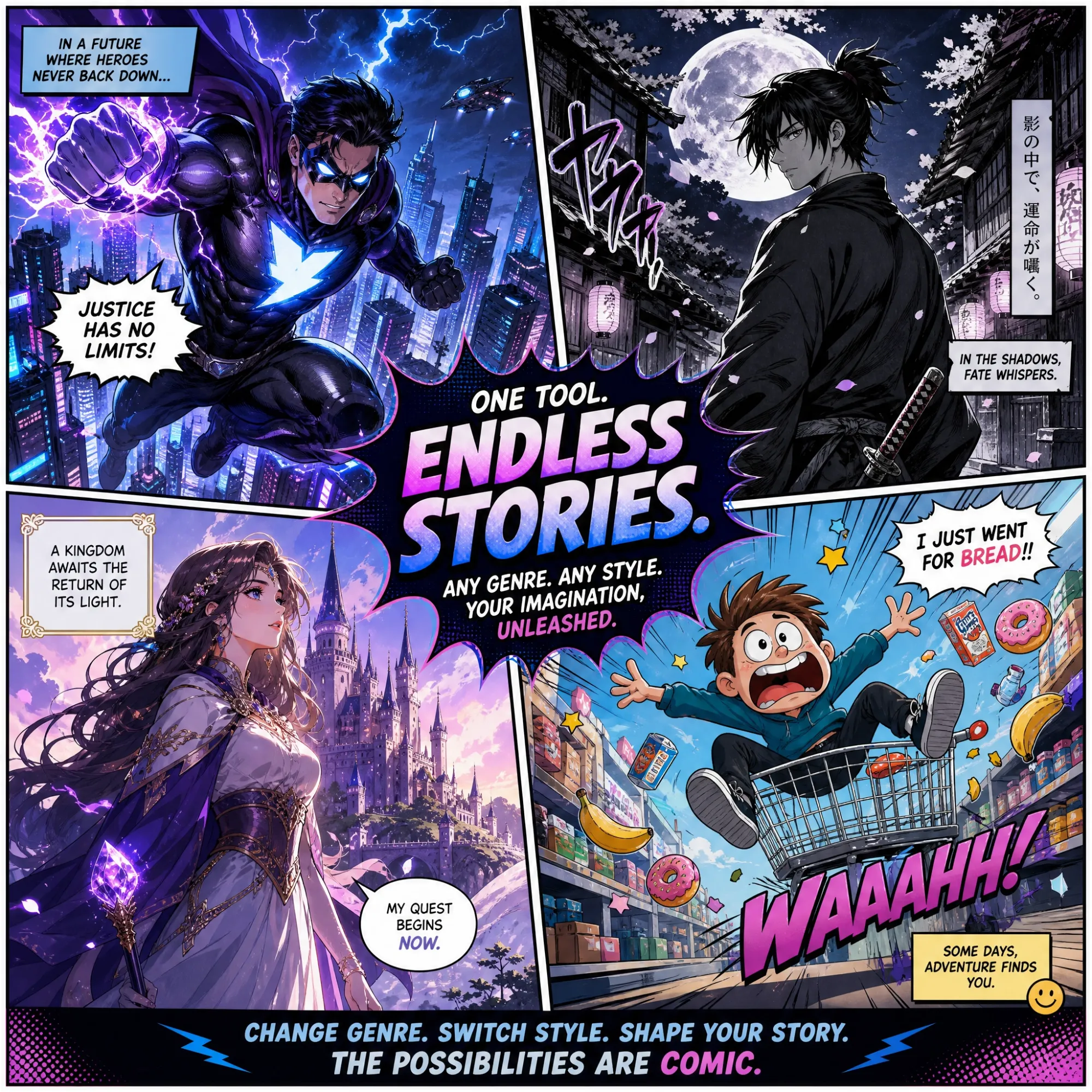 AI comic generator no restrictions on style