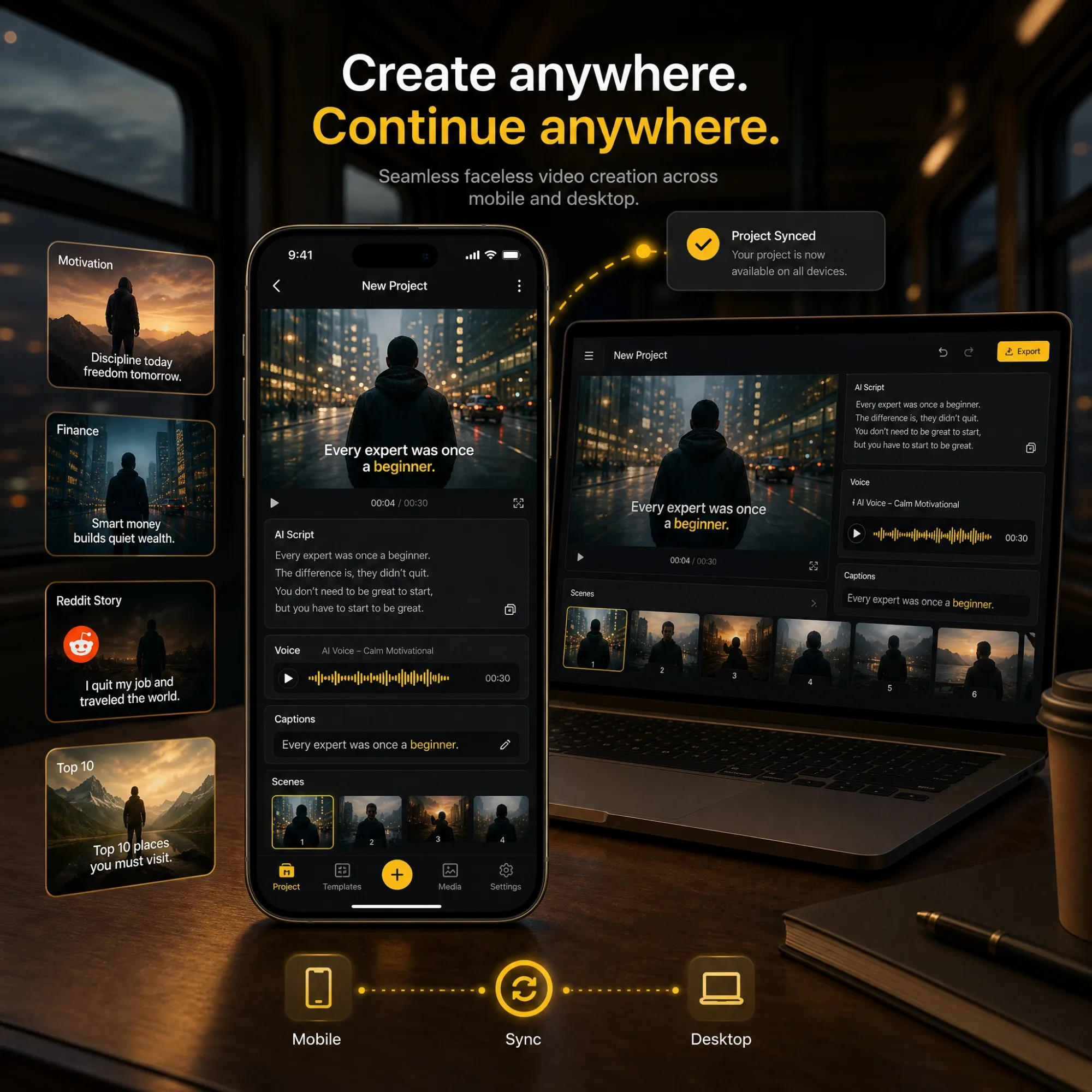 Anijam faceless video app mobile templates
