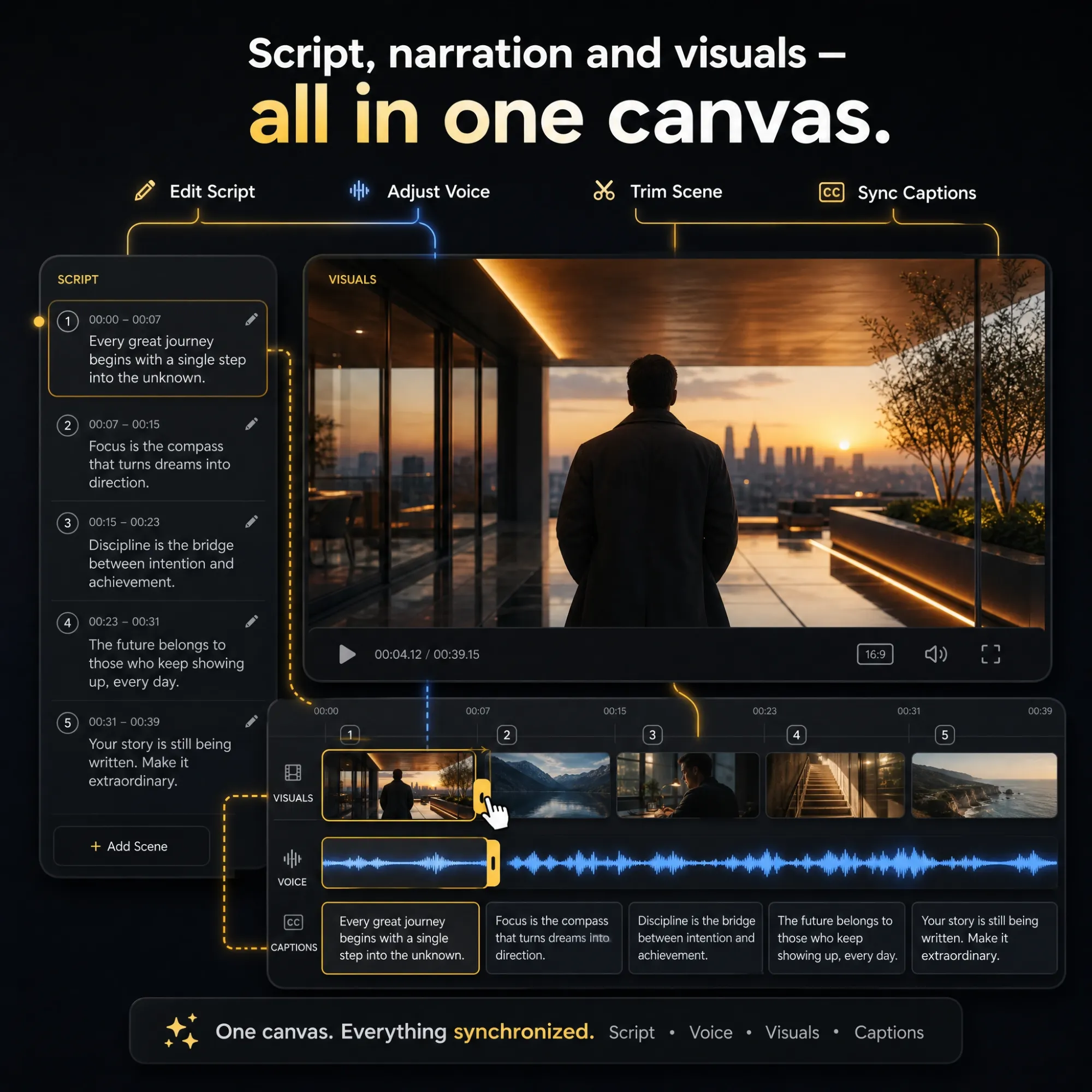 One canvas timeline editor