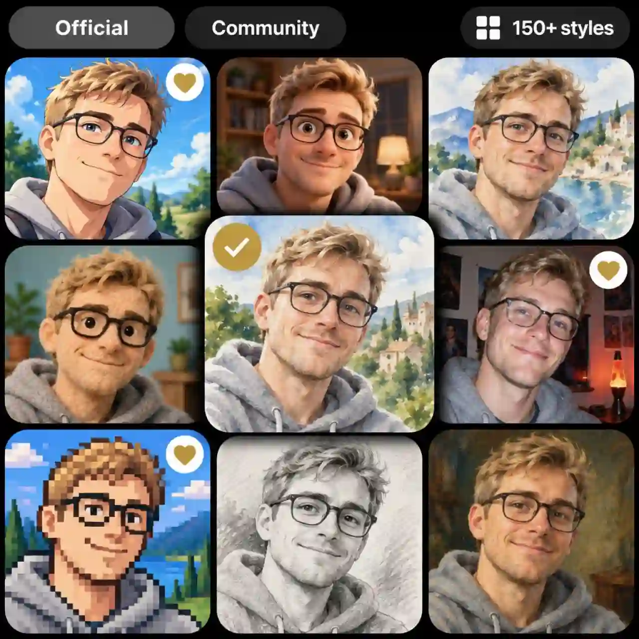 Browse AI photo filters by style