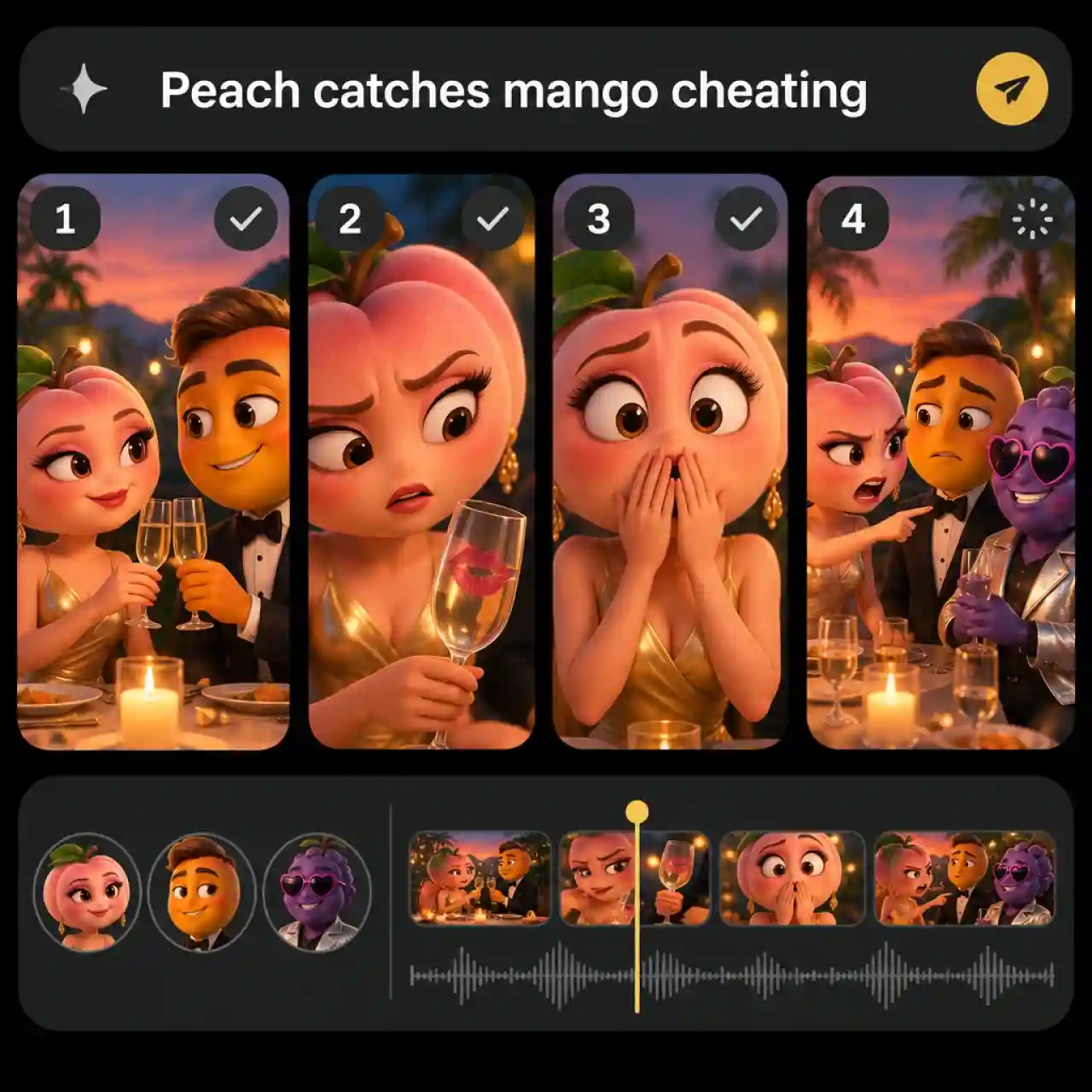 AI fruit drama maker with video agent