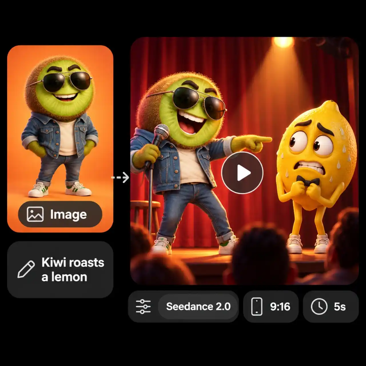 AI fruit video maker from text or image