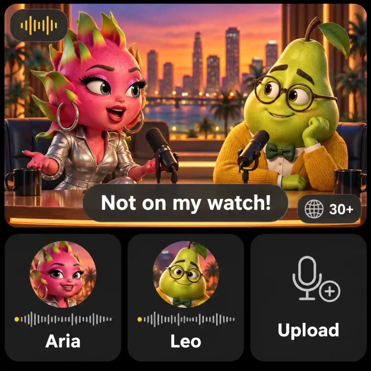 Talking AI fruit videos with lip sync
