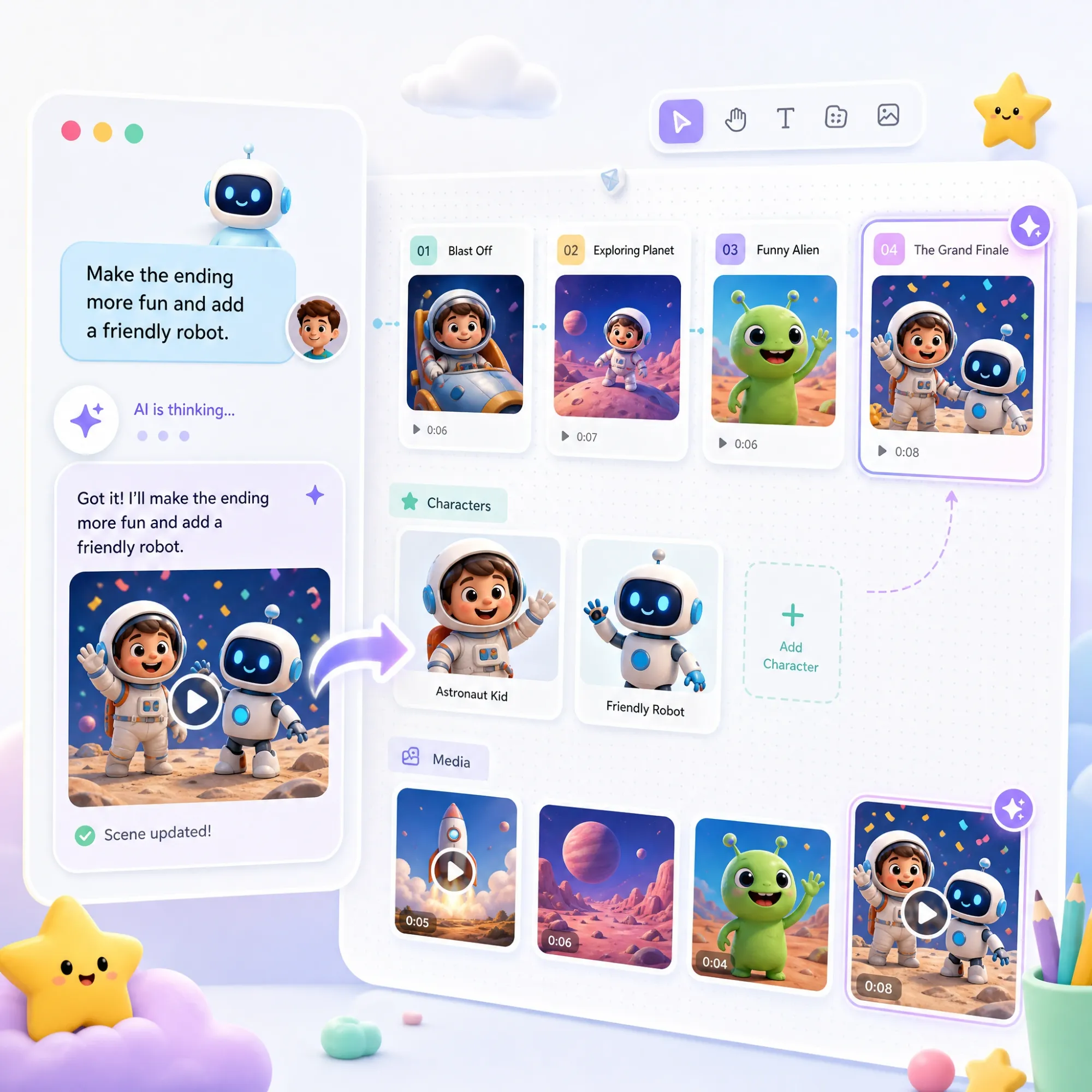 Prompt-based editing for kids videos