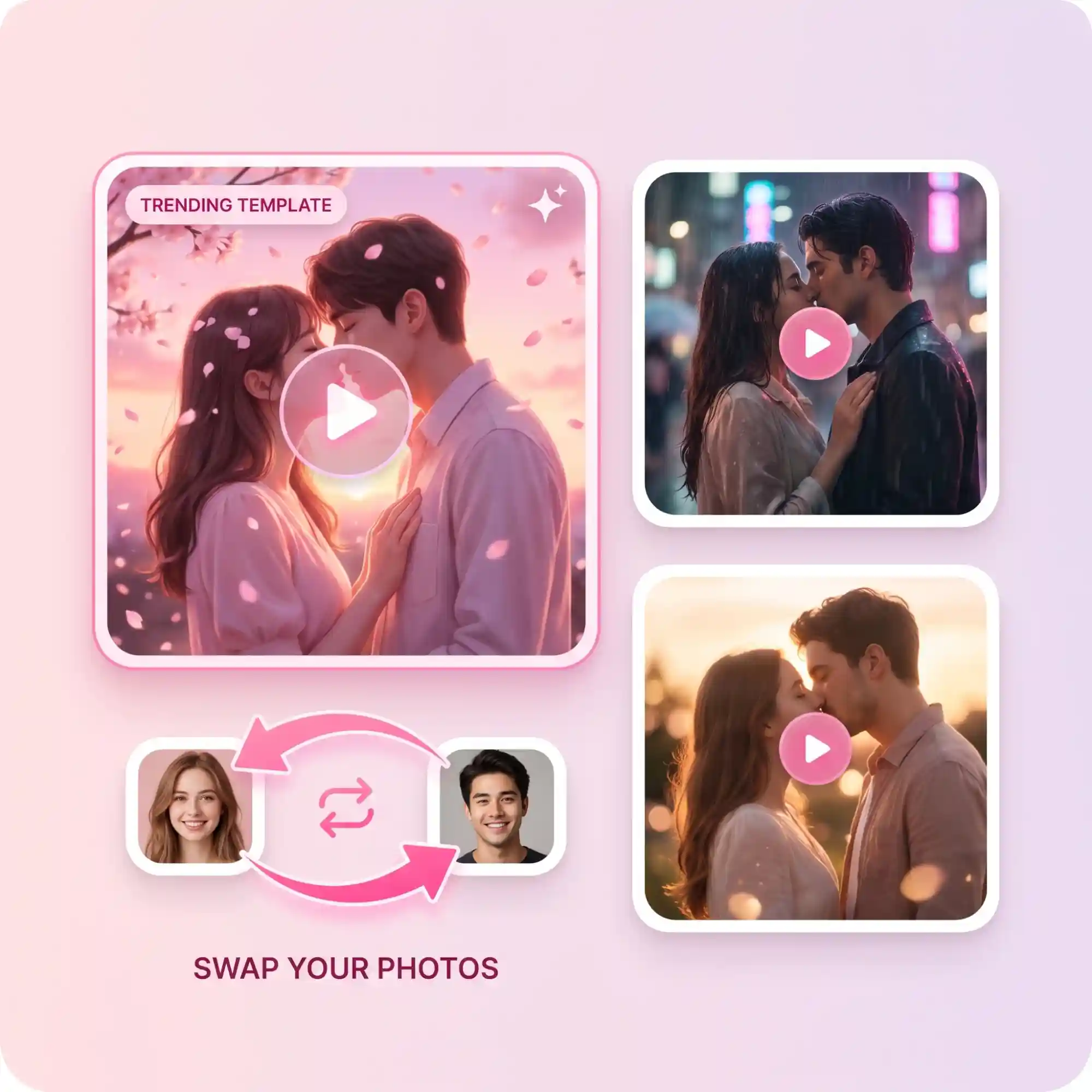 Kiss video templates with your own photos