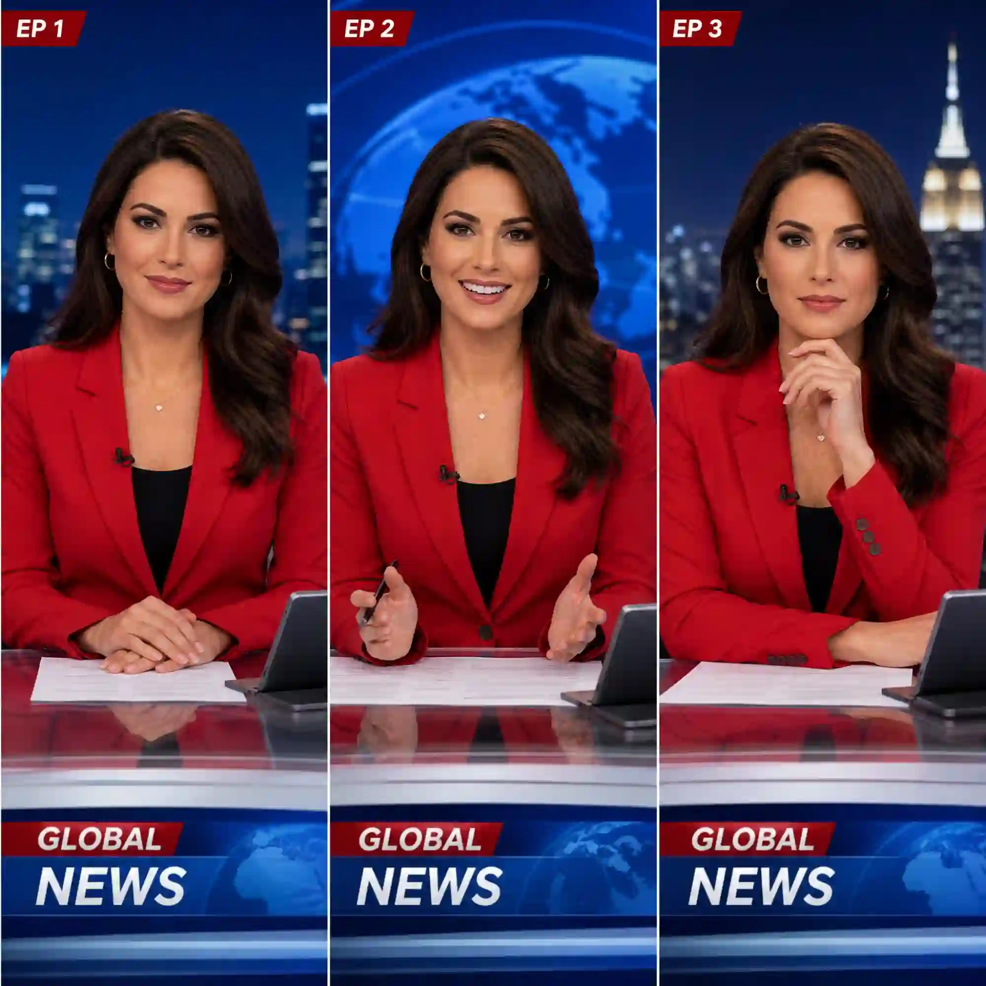 Consistent AI news anchor character