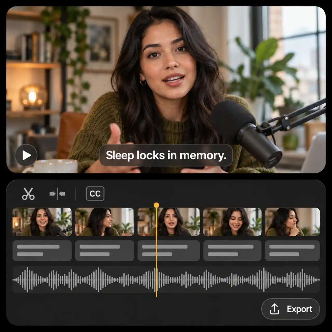 AI podcast video editor with timeline