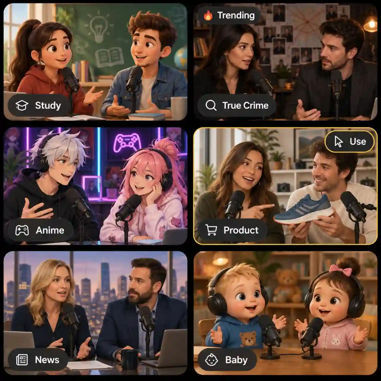 AI video podcast generator templates