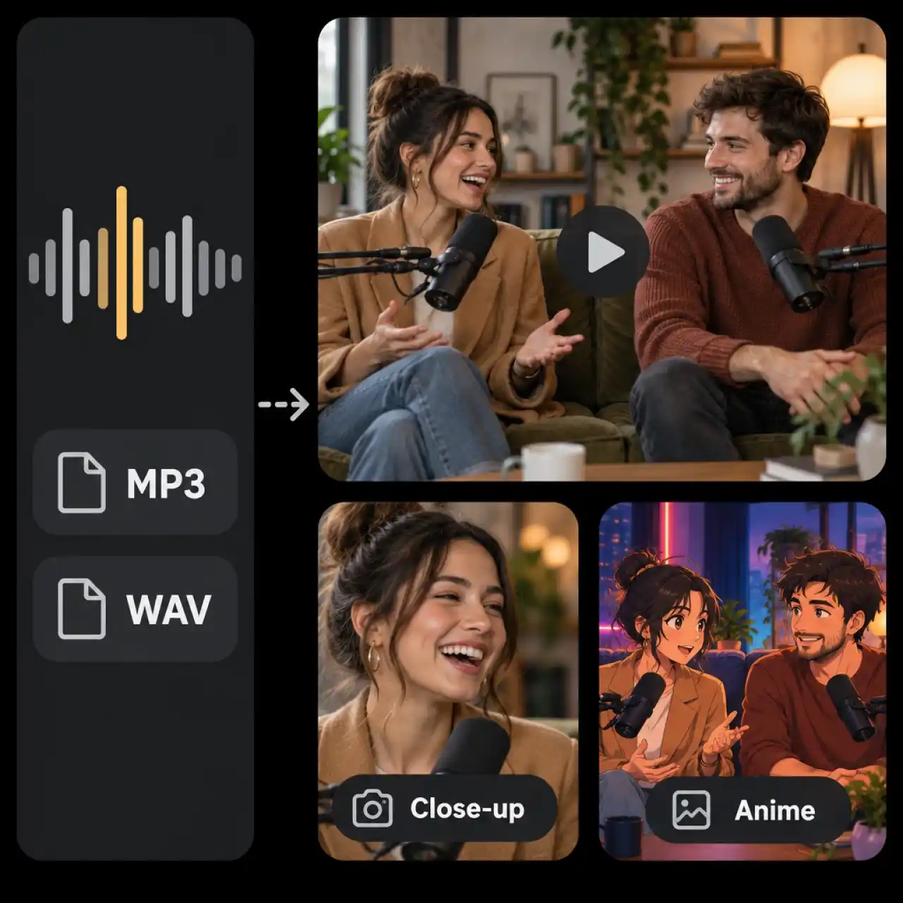 Audio to video podcast