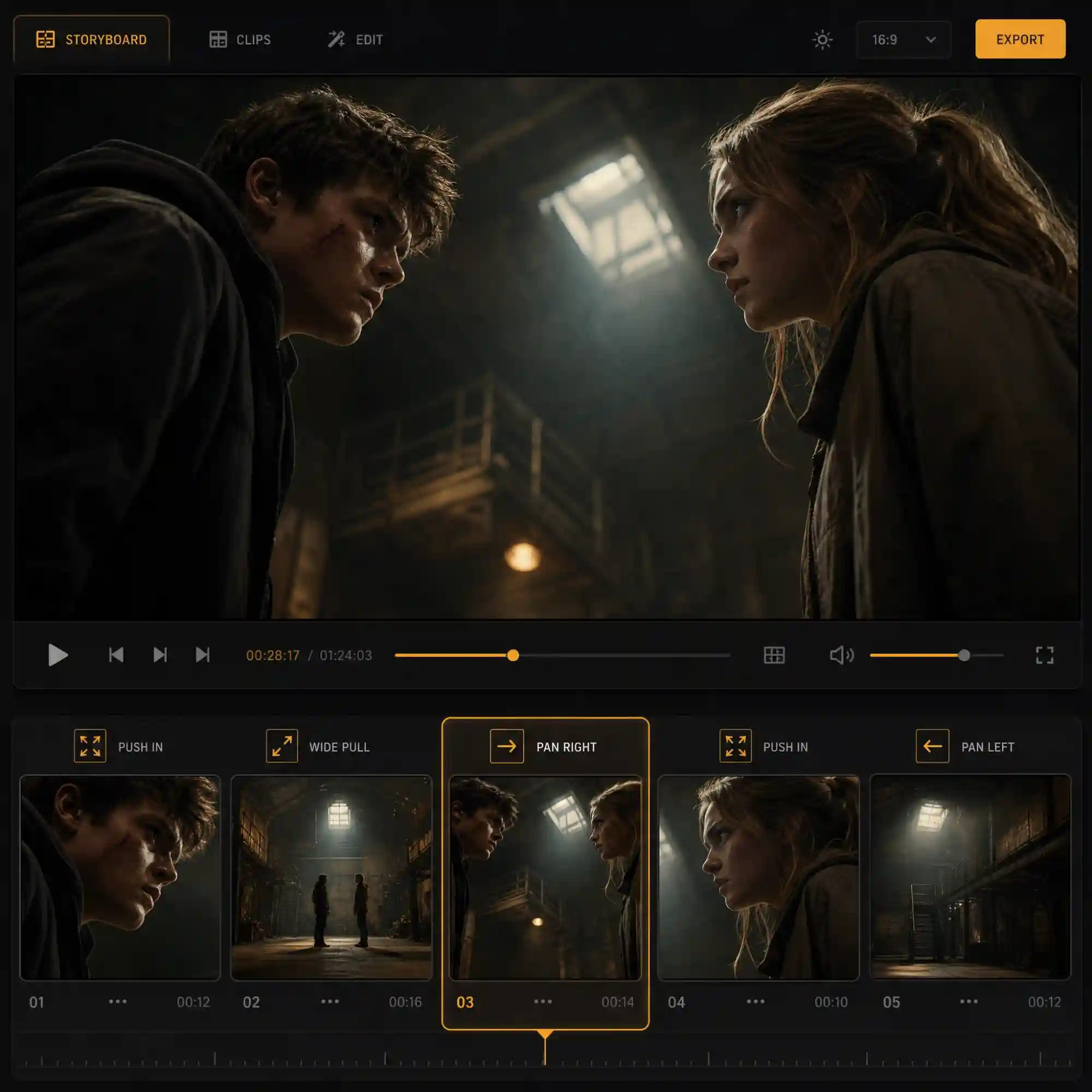 Cinematic camera control