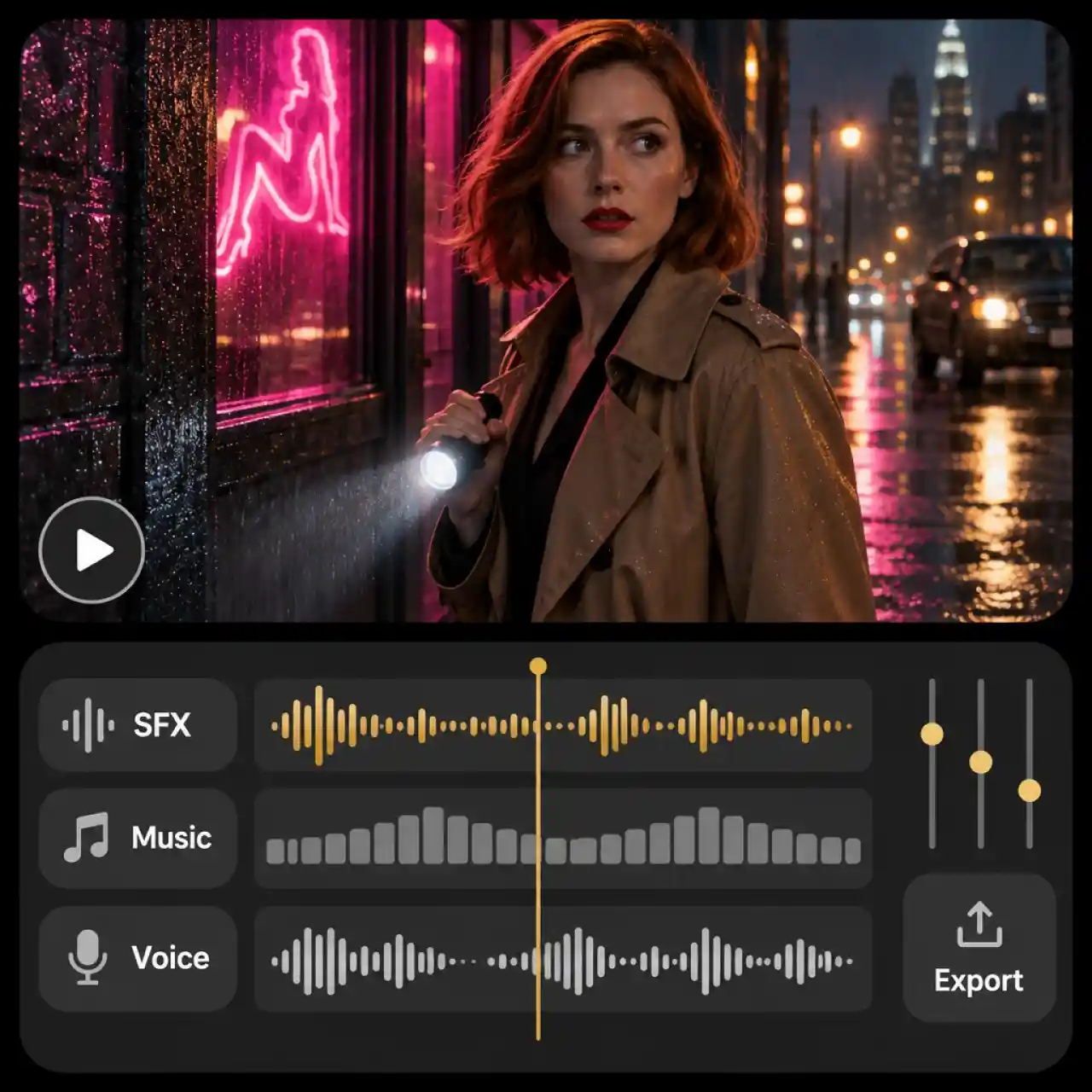 AI sound effects with music and voice