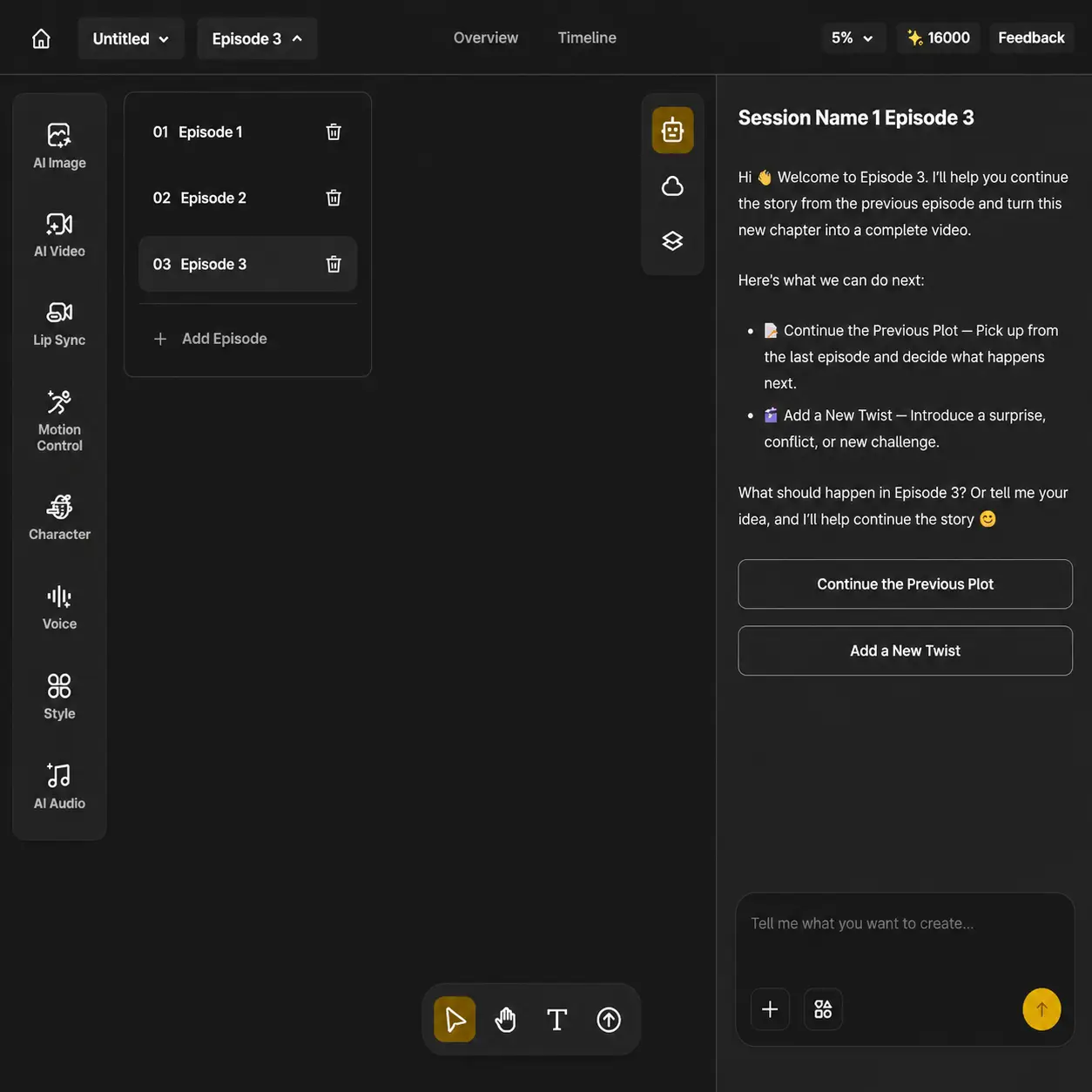 AI story generator episodes and series