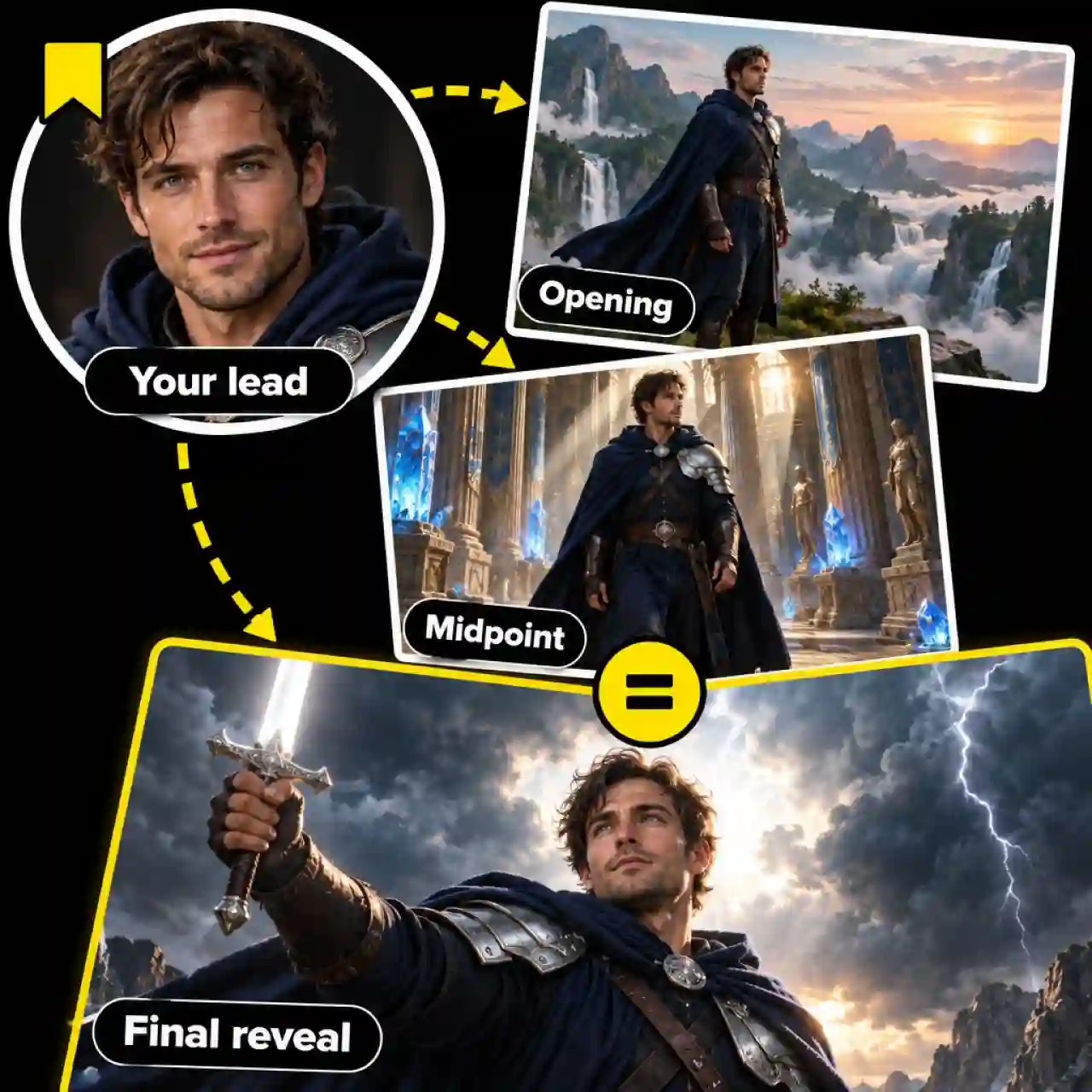 Consistent characters across every trailer shot