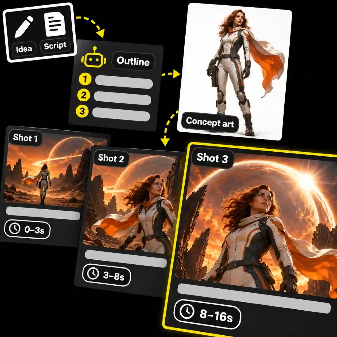 Storyboard a movie trailer with AI