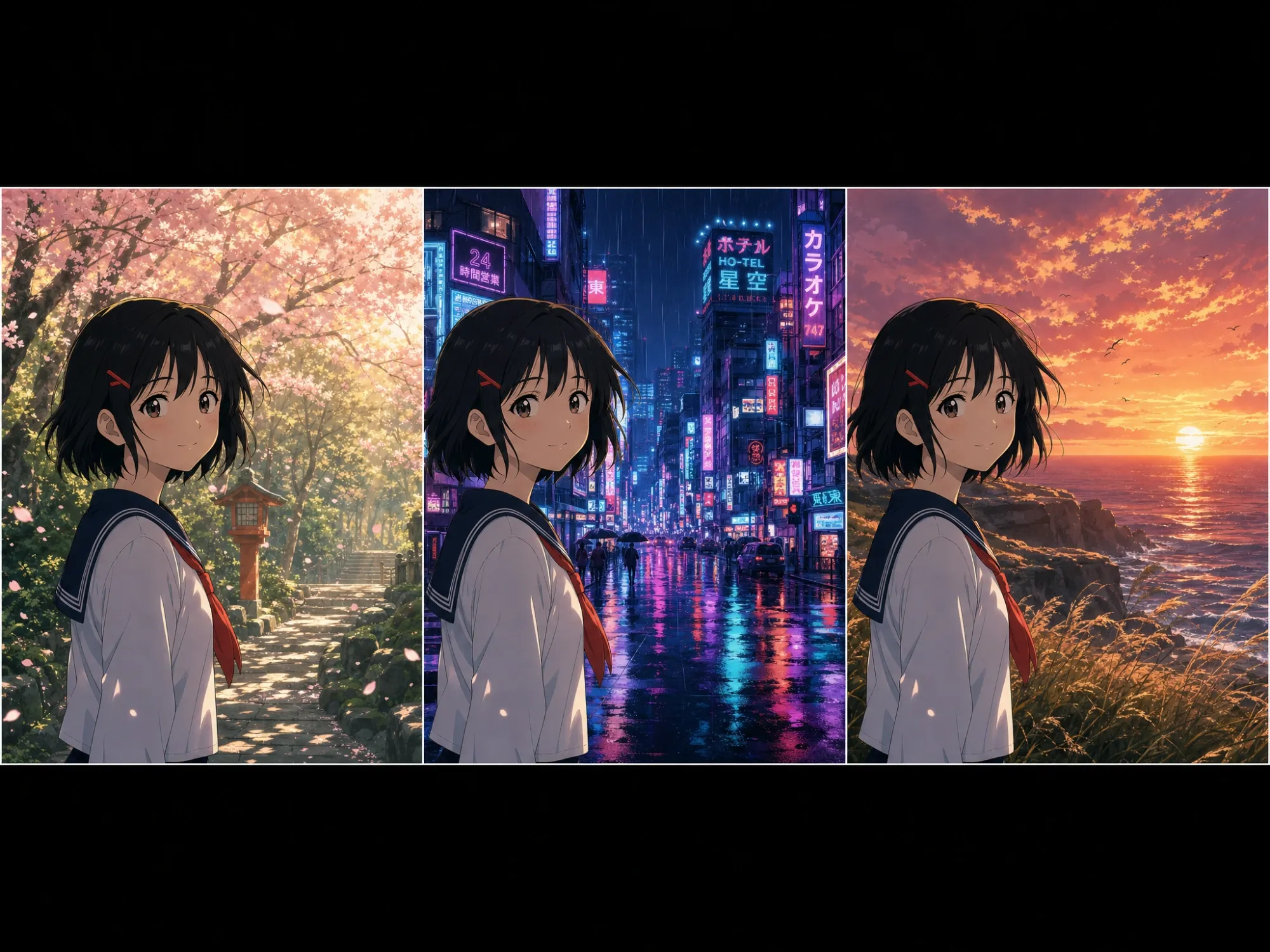 Consistent Anime Scene Background with Characters