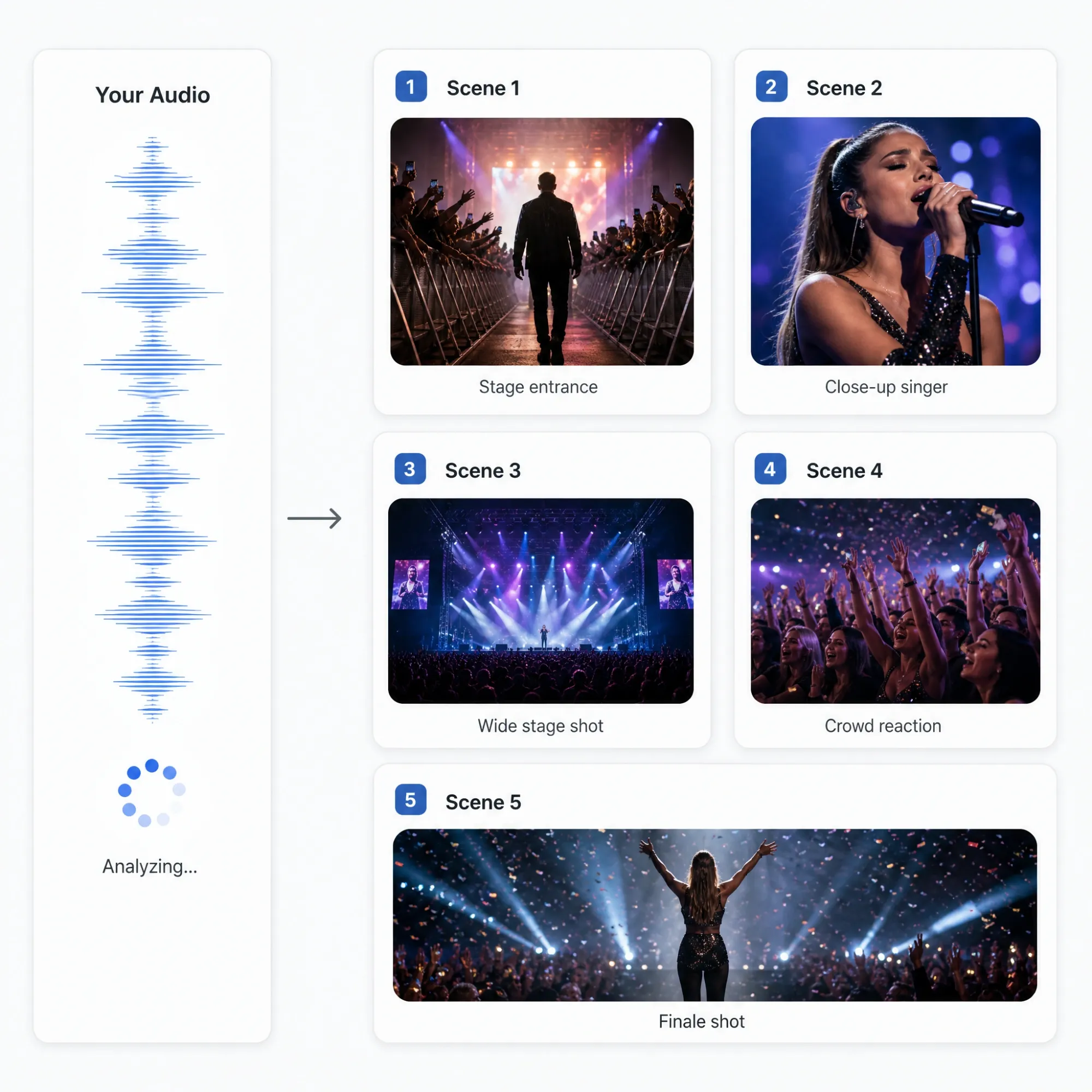 AI Agent generates a story and scenes from audio