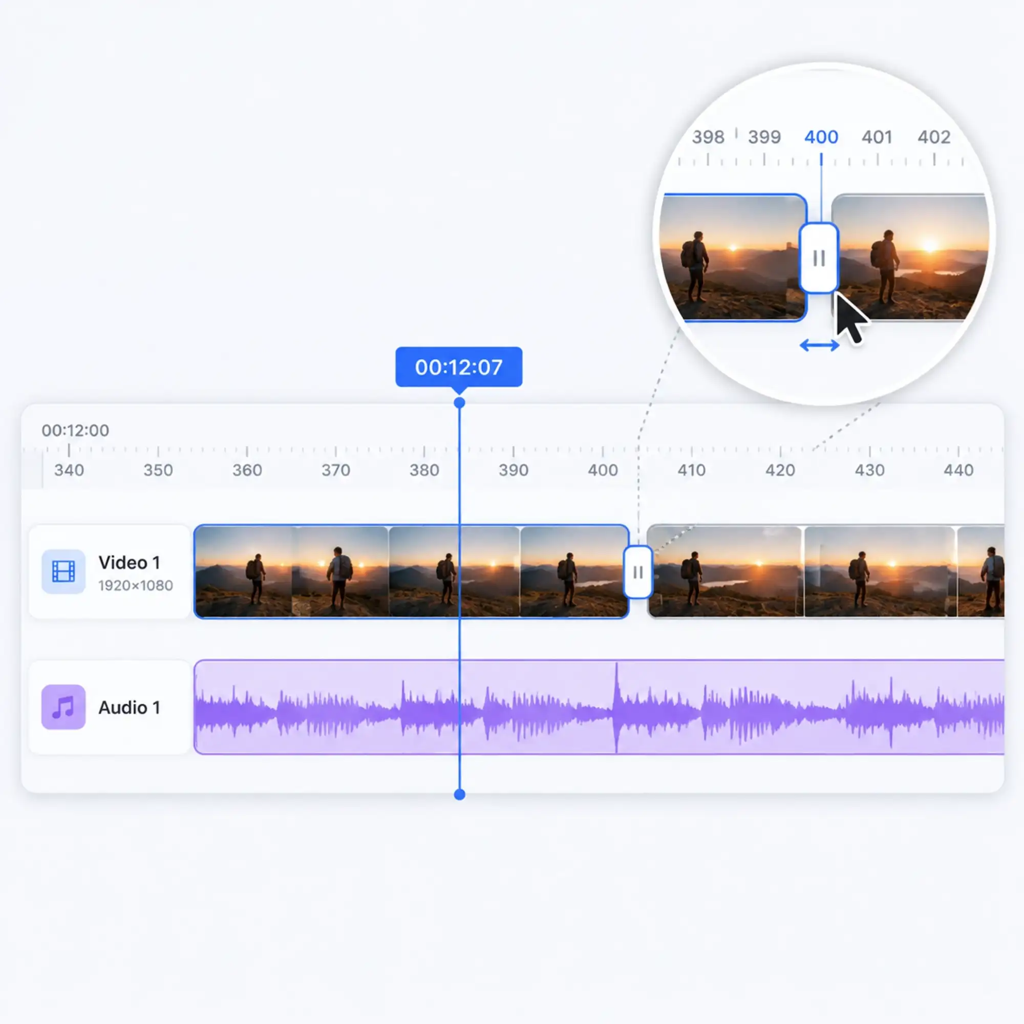 Frame level timeline editor for audio sync