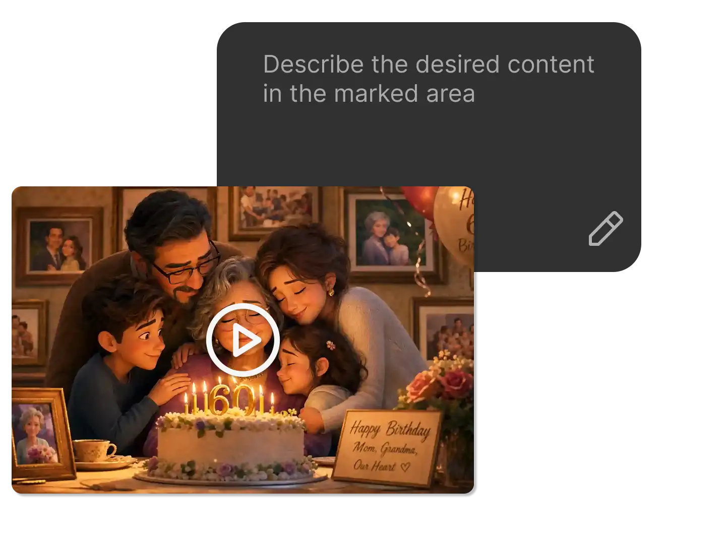 Birthday animation from text prompt and script