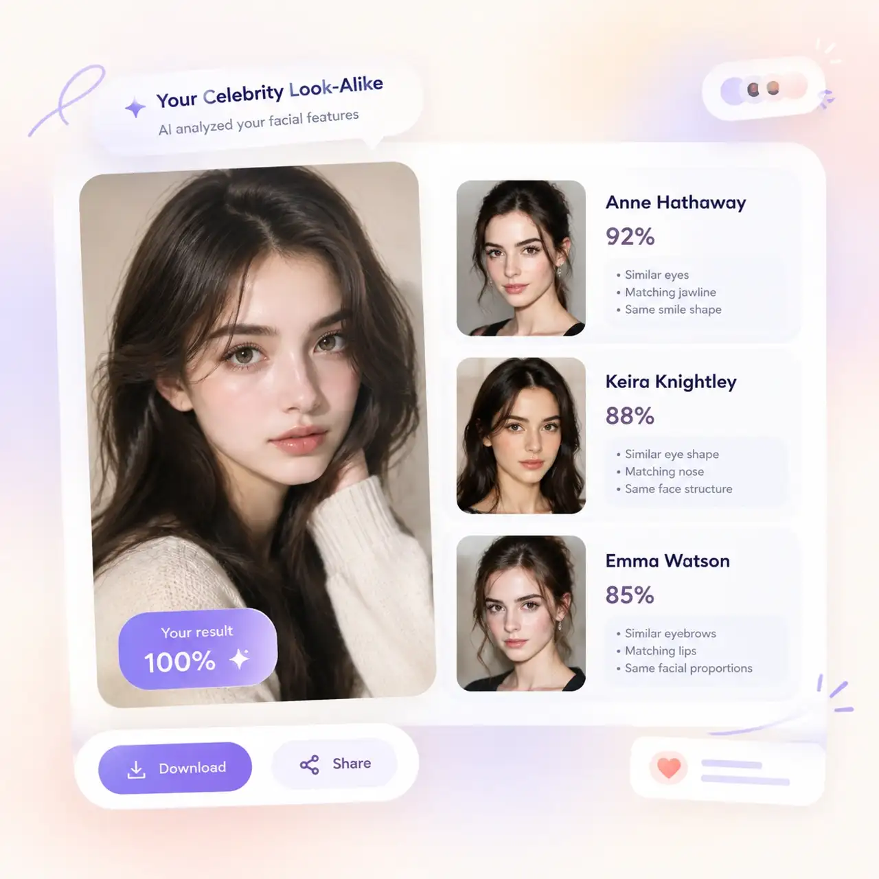 Clean celebrity twin cards for social media