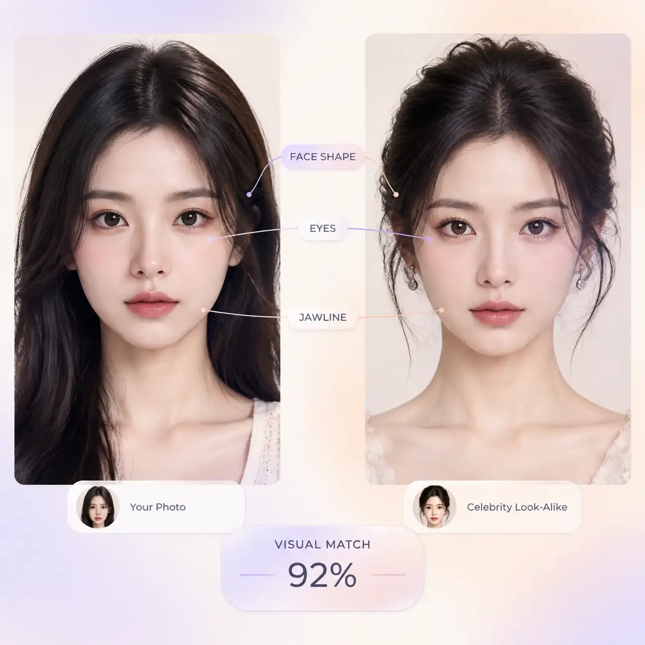 Side by side celebrity face comparison