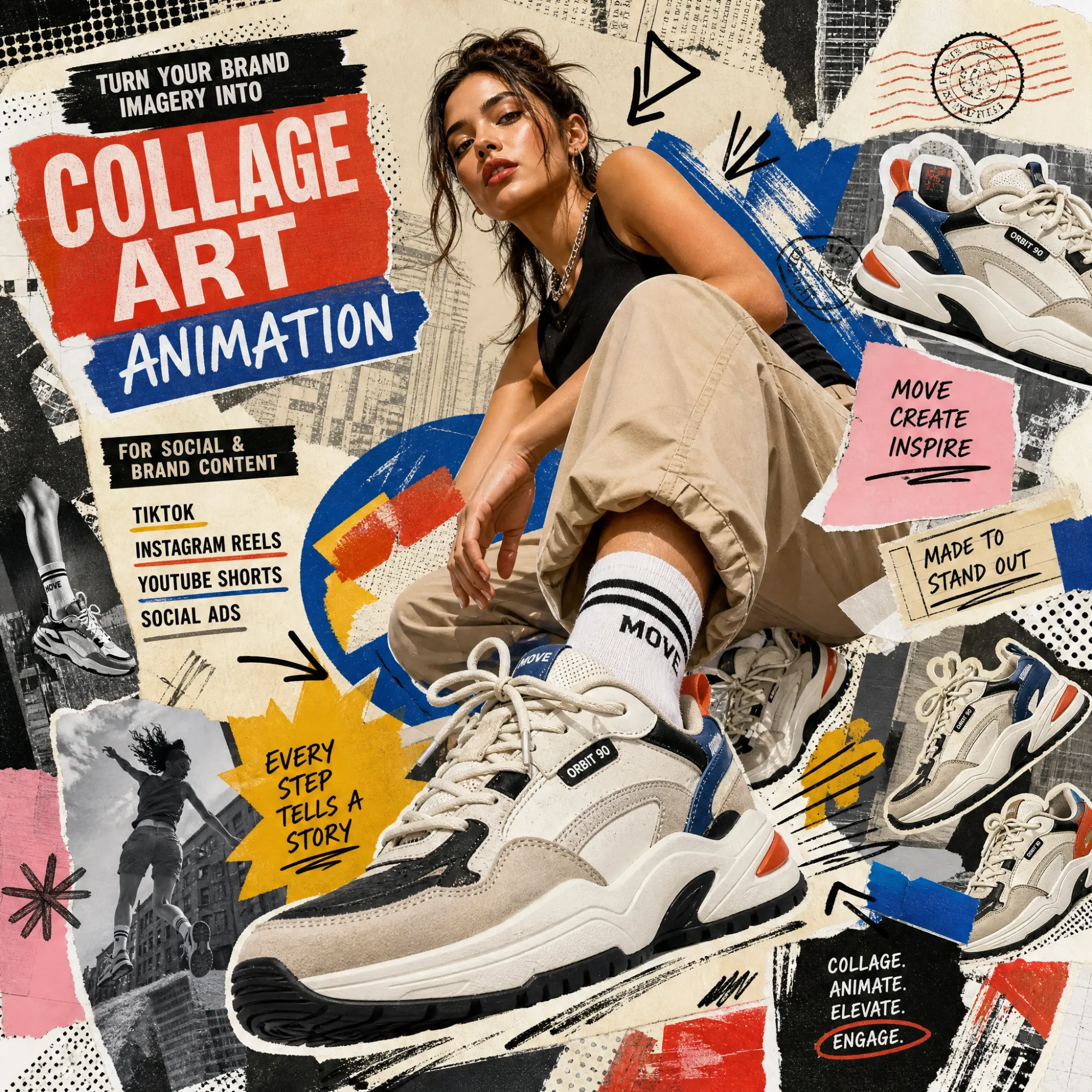 Collage art animation for social