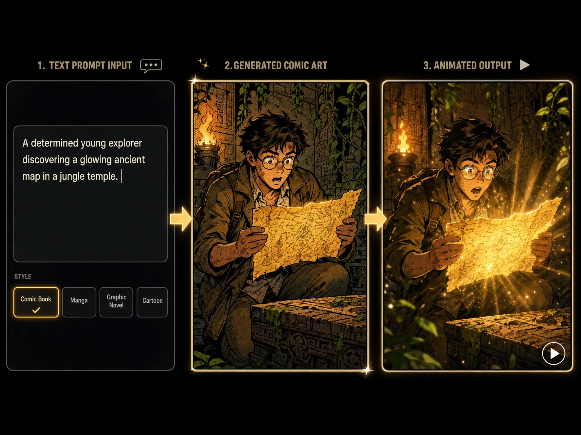 Comic to animation AI image generator