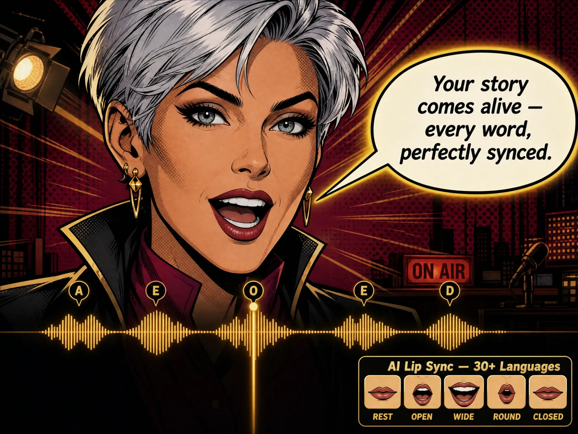 Comic character lip sync animation