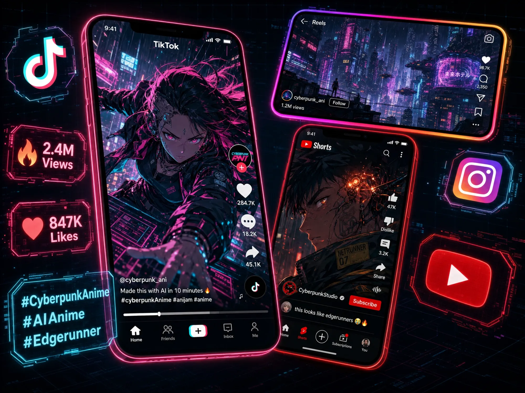 Cyberpunk Anime Social Content