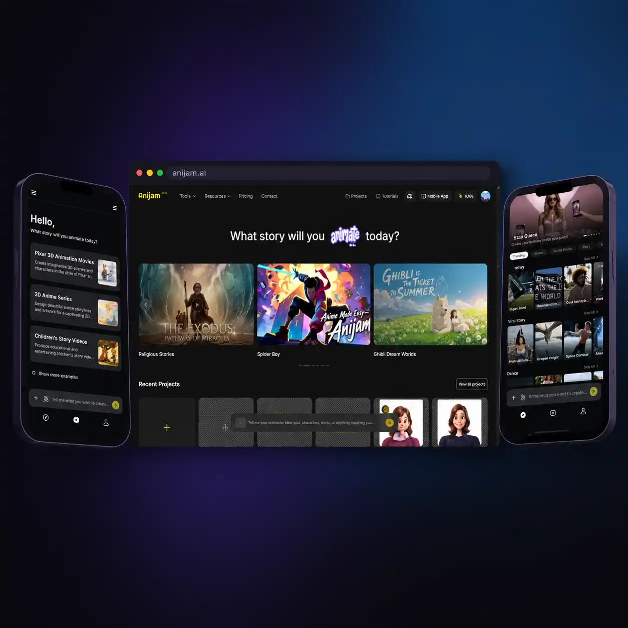 Anijam mobile app with trending video templates