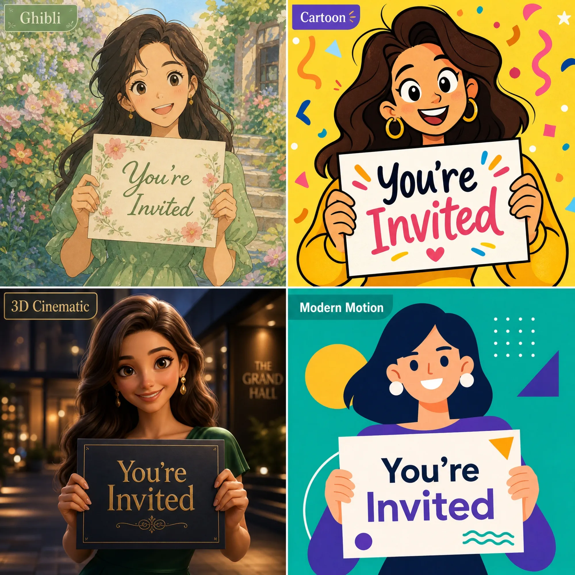 Invitation video style library